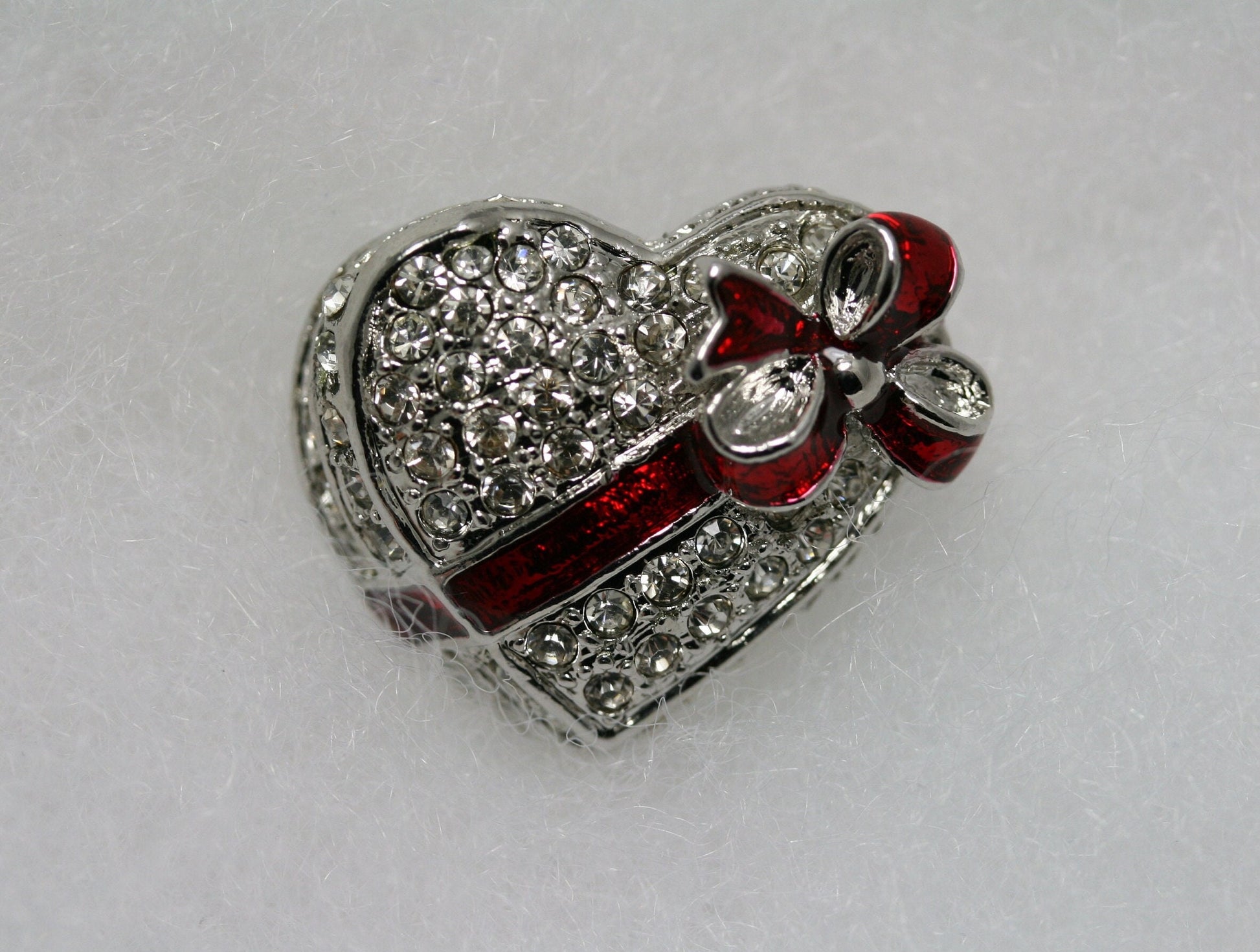 Vintage Valentine's Day Heart Candy Box Diamond Crystal Rhinestone Brooch Pin, Heart Brooch Jewelry GIft