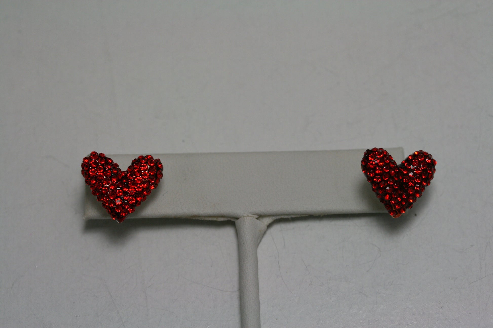 Gold Treasures Crystal Heart Stud Earrings, Rhinestone Red Heart Earrings, Valentine's Day Heart Earrings Jewelry Gift