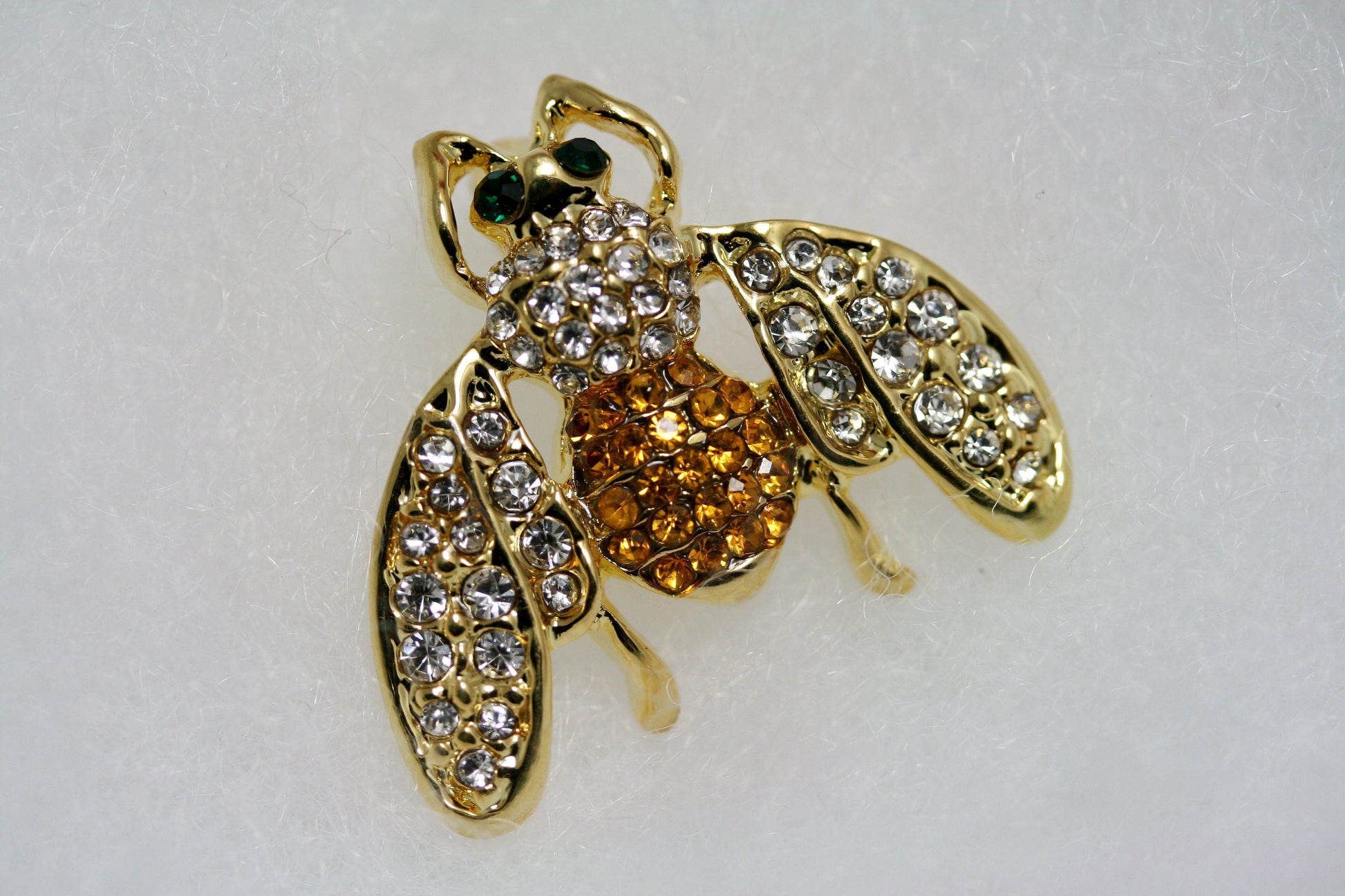 Topaz Color CZ Crystal Rhinestone Bee Insect Brooch Pin