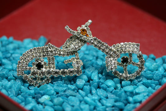 Silver Tone Rhinestone Motorcycle Bike Brooch Pin, Crystal Motorcycle Jewelry Gift, Christmas & Holiday Gift