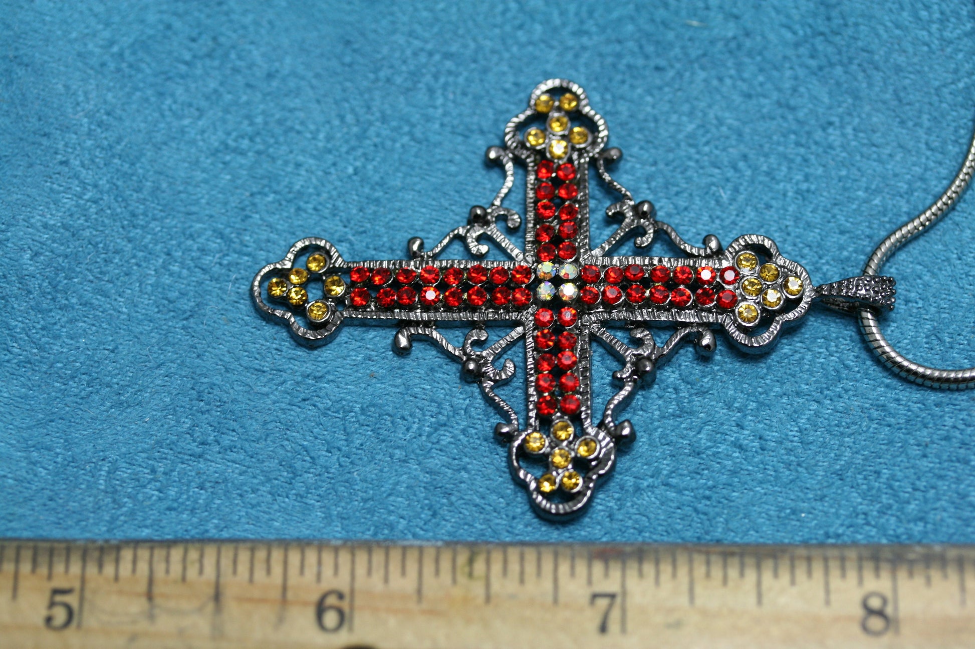 Black Finish With Rhinestone Cross Necklace Pendant, Cross Pendant Jewelry