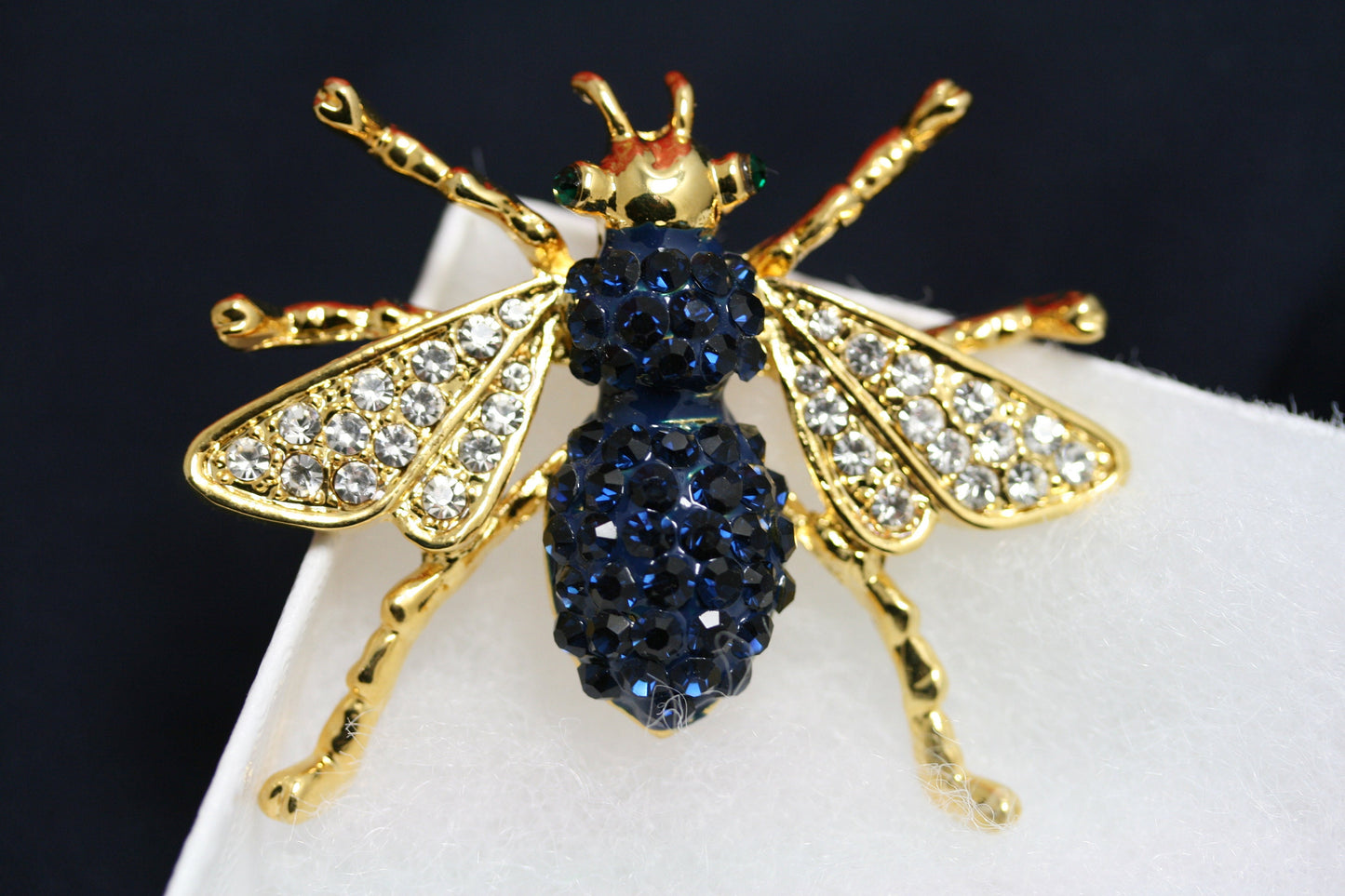 Rhinestone Blue Sapphire Bumble Bee Pin Brooch for Women, Crystal Bee Pin Jewelry