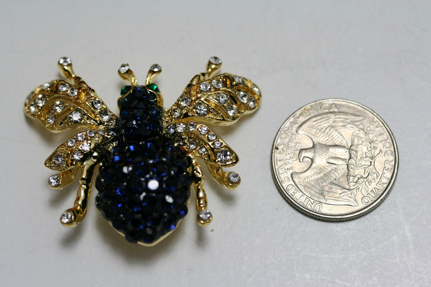 Rhinestone Blue Sapphire Bumble Bee Pin Brooch for Women, Crystal Bee Pin Jewelry