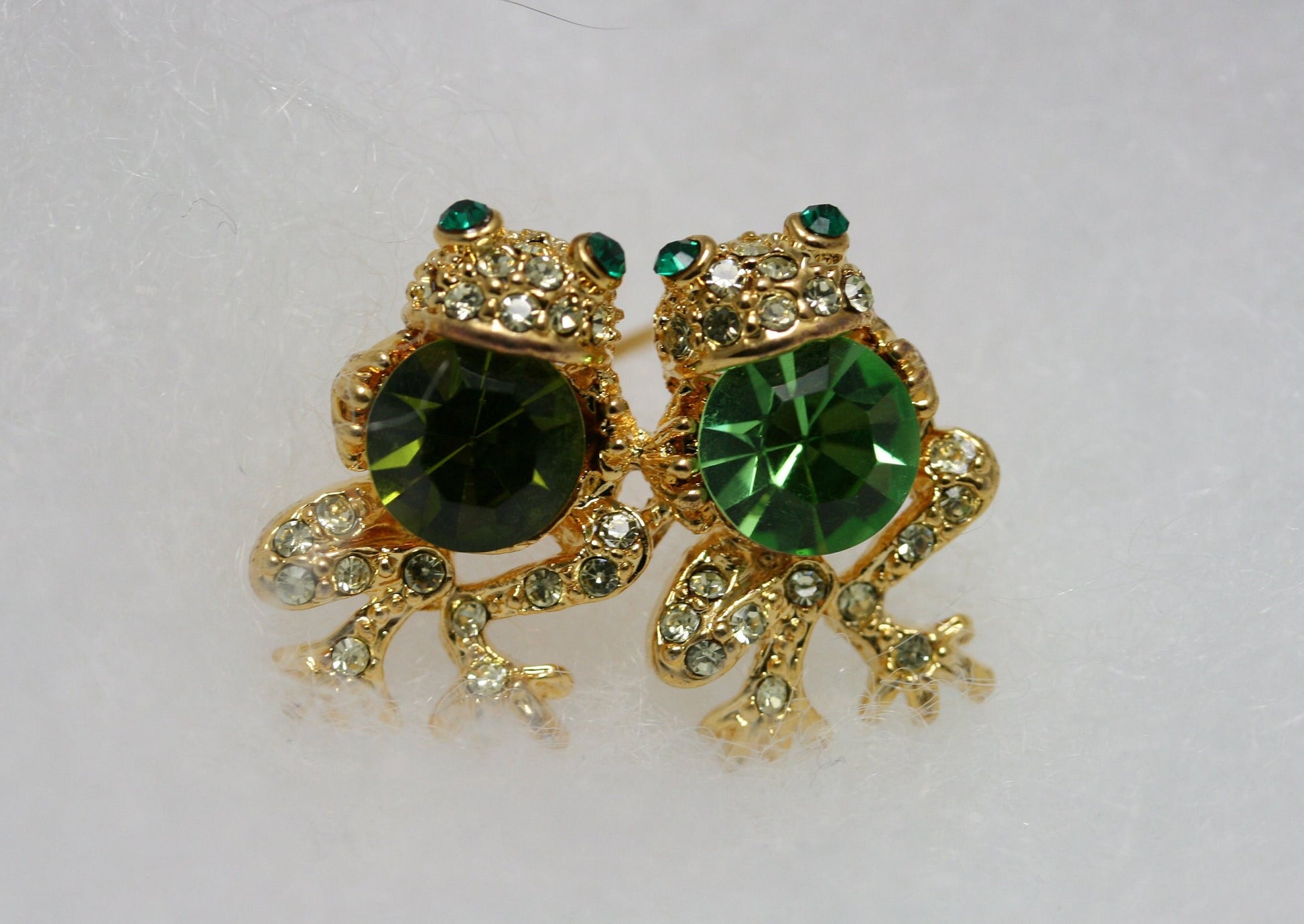 Rhinestone Frog Brooch, Swarovski Crystal Frog Pin