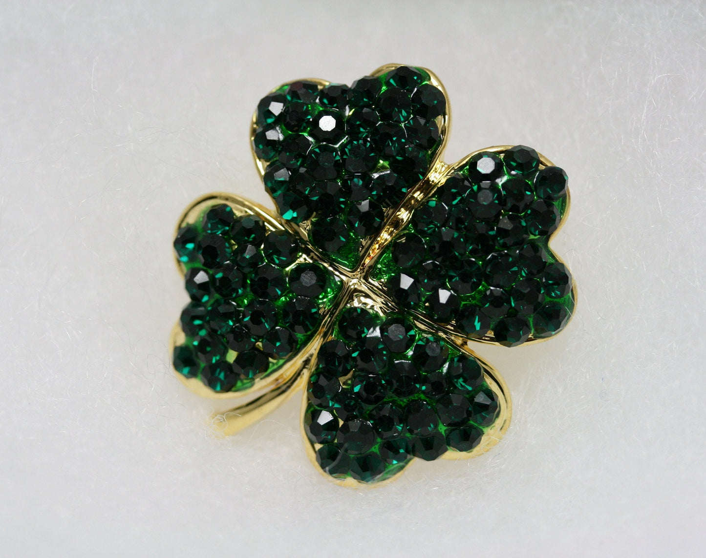 Rhinestone Shamrock Brooch, Crystal Shamrock Earrings , 4 Leaf Clover Pin, Irish Jewelry, St Patrick's Shamrock Pin & Earrings