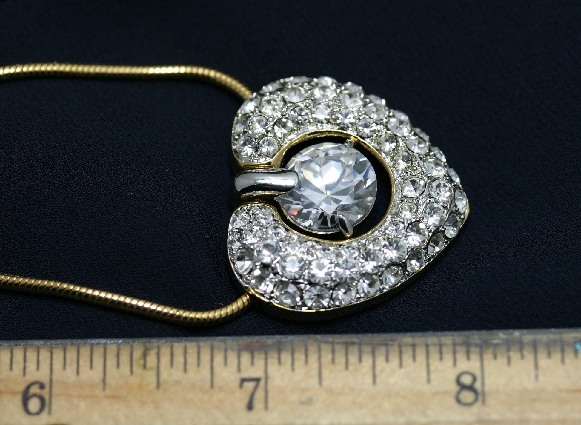 Clear Swarovski Crystal Rhinestone Open Heart Necklace Pendant, Valentine's day Heart Jewelry For Her