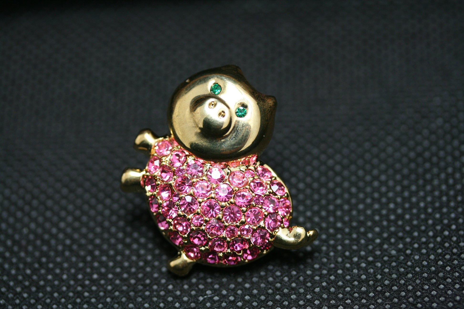 Pink Pig Brooch Pin, Rhinestone Pink Pig Brooch, Crystal pig pin