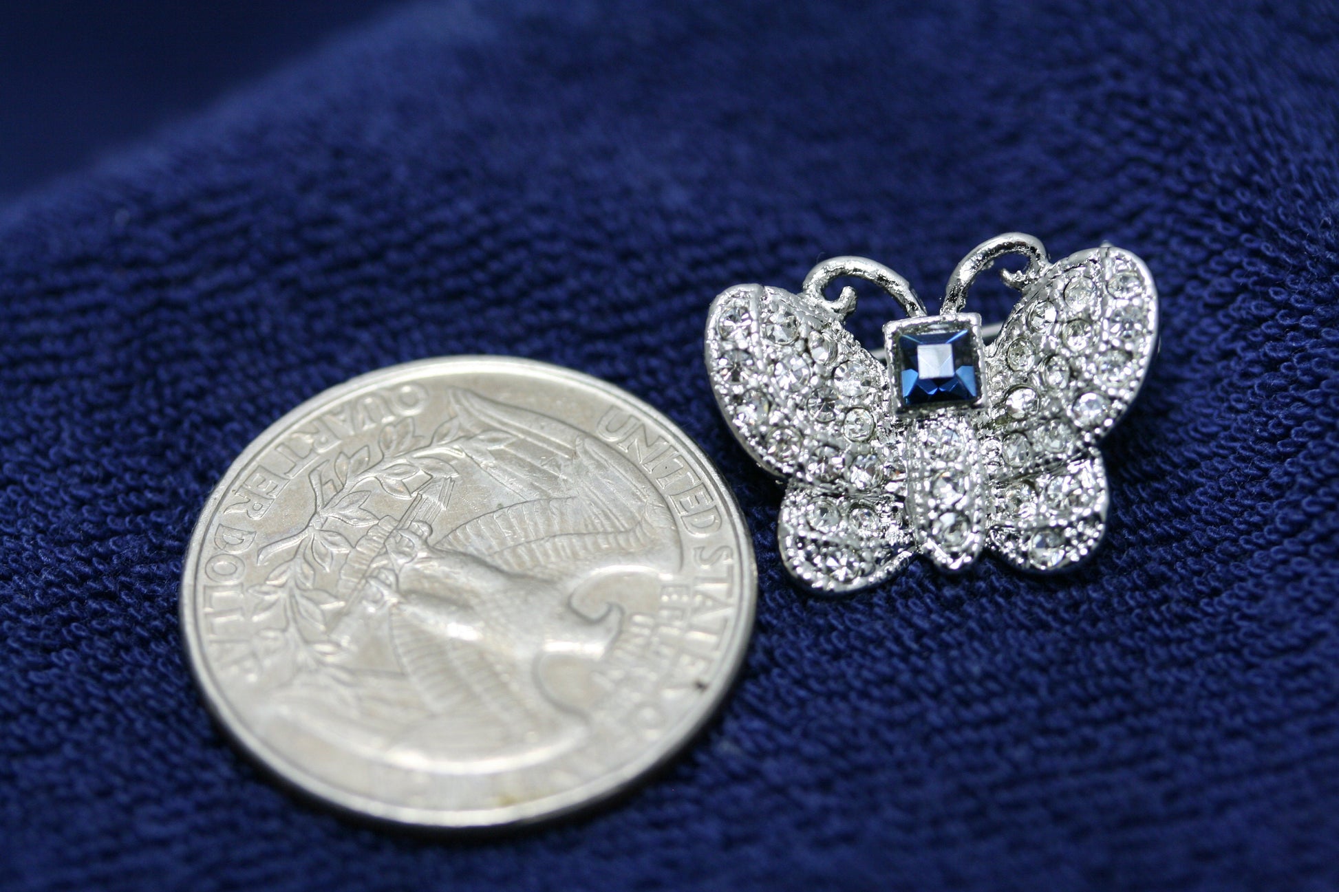 Butterfly Brooch Pin Crystal Blue Rhinestone Lovely Brooches For Women