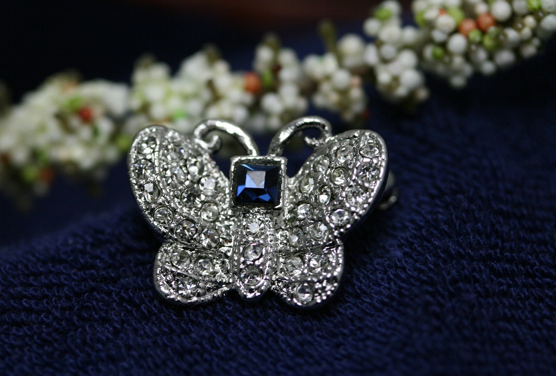 Butterfly Brooch Pin Crystal Blue Rhinestone Lovely Brooches For Women
