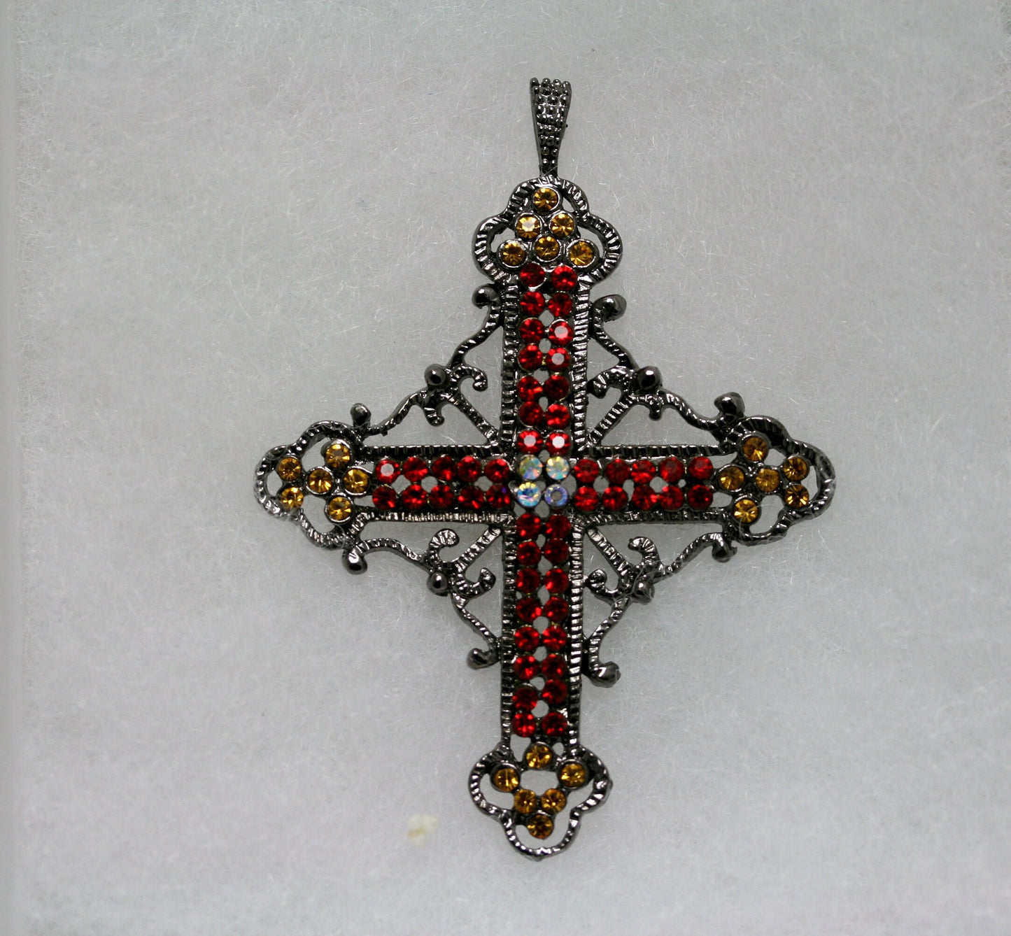 Black Finish With Rhinestone Cross Necklace Pendant, Cross Pendant Jewelry