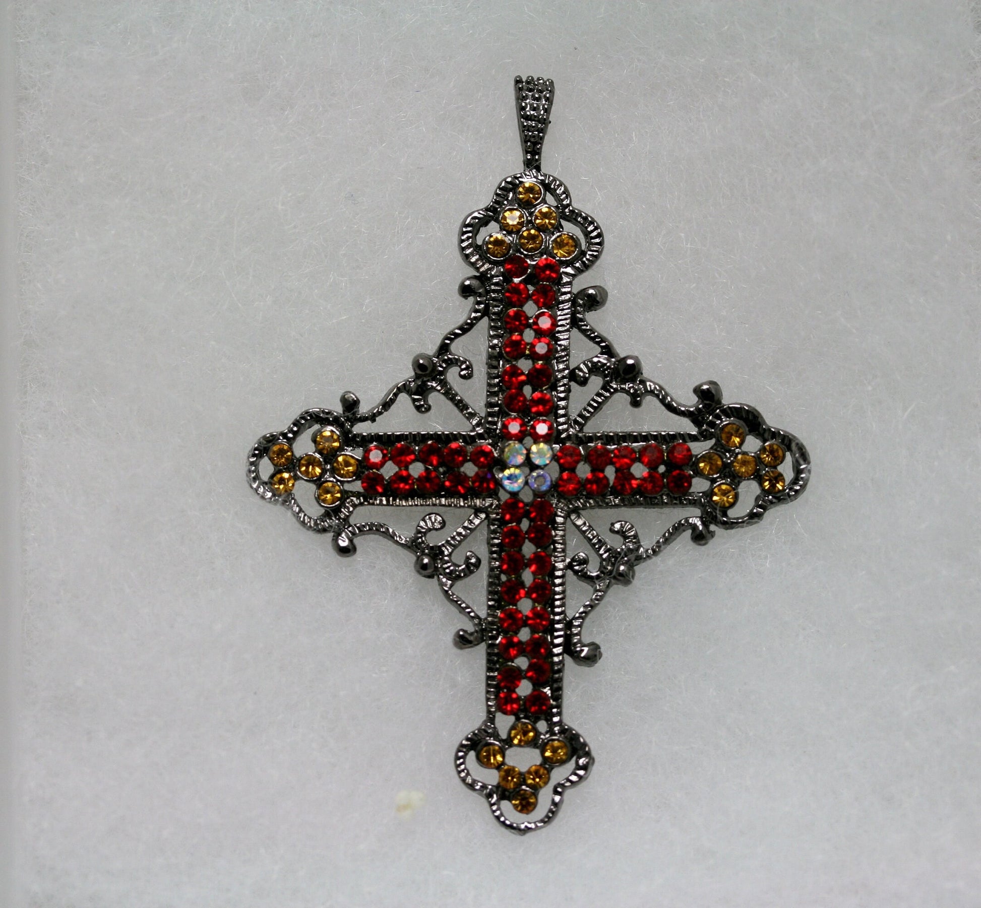 Black Finish With Rhinestone Cross Necklace Pendant, Cross Pendant Jewelry