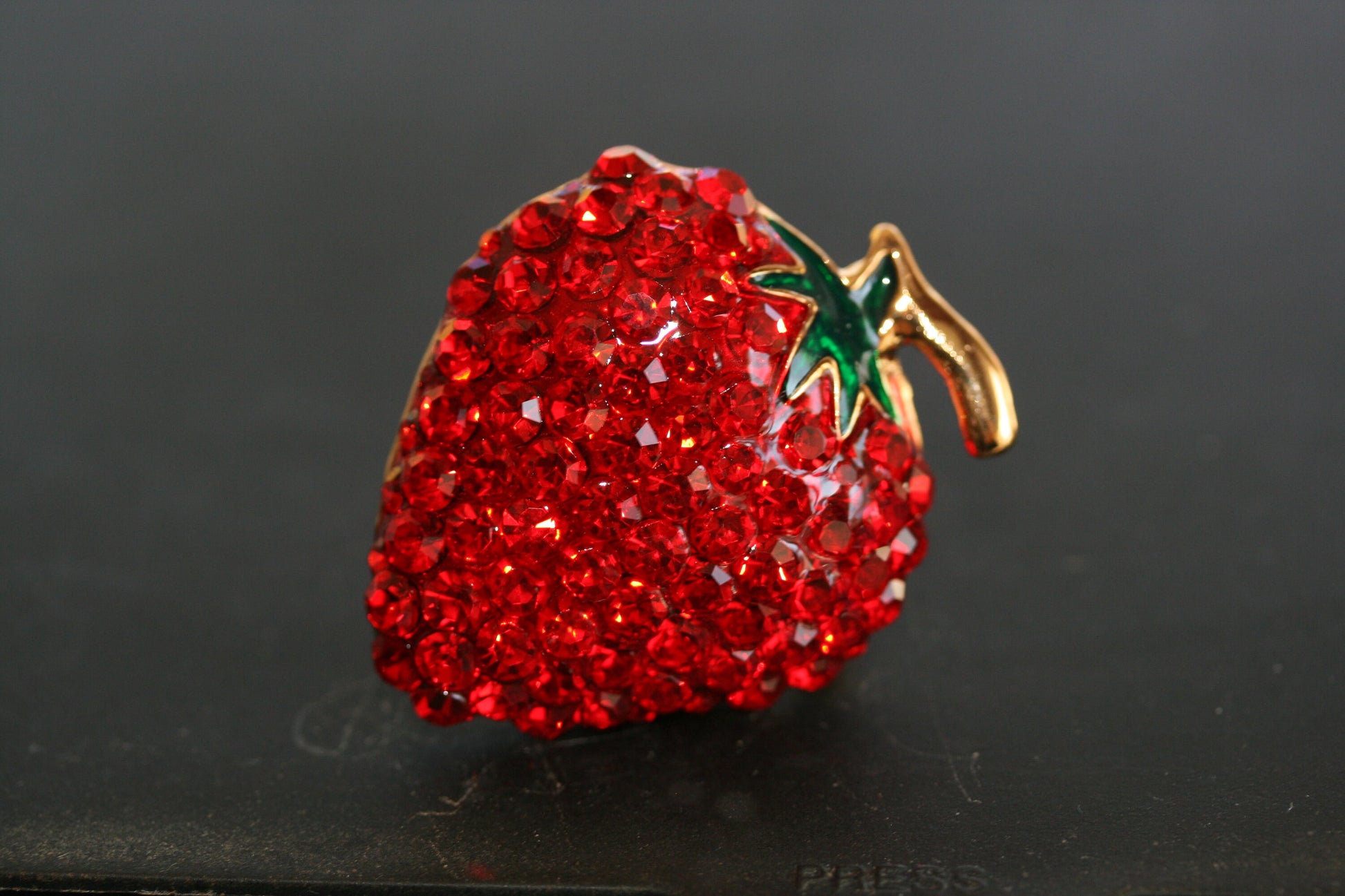 Enamel & Crystal Strawberry Brooch Pin and Pendant, Fruit Ruby Red Crystal Strawberry Brooch, Fruit Pin