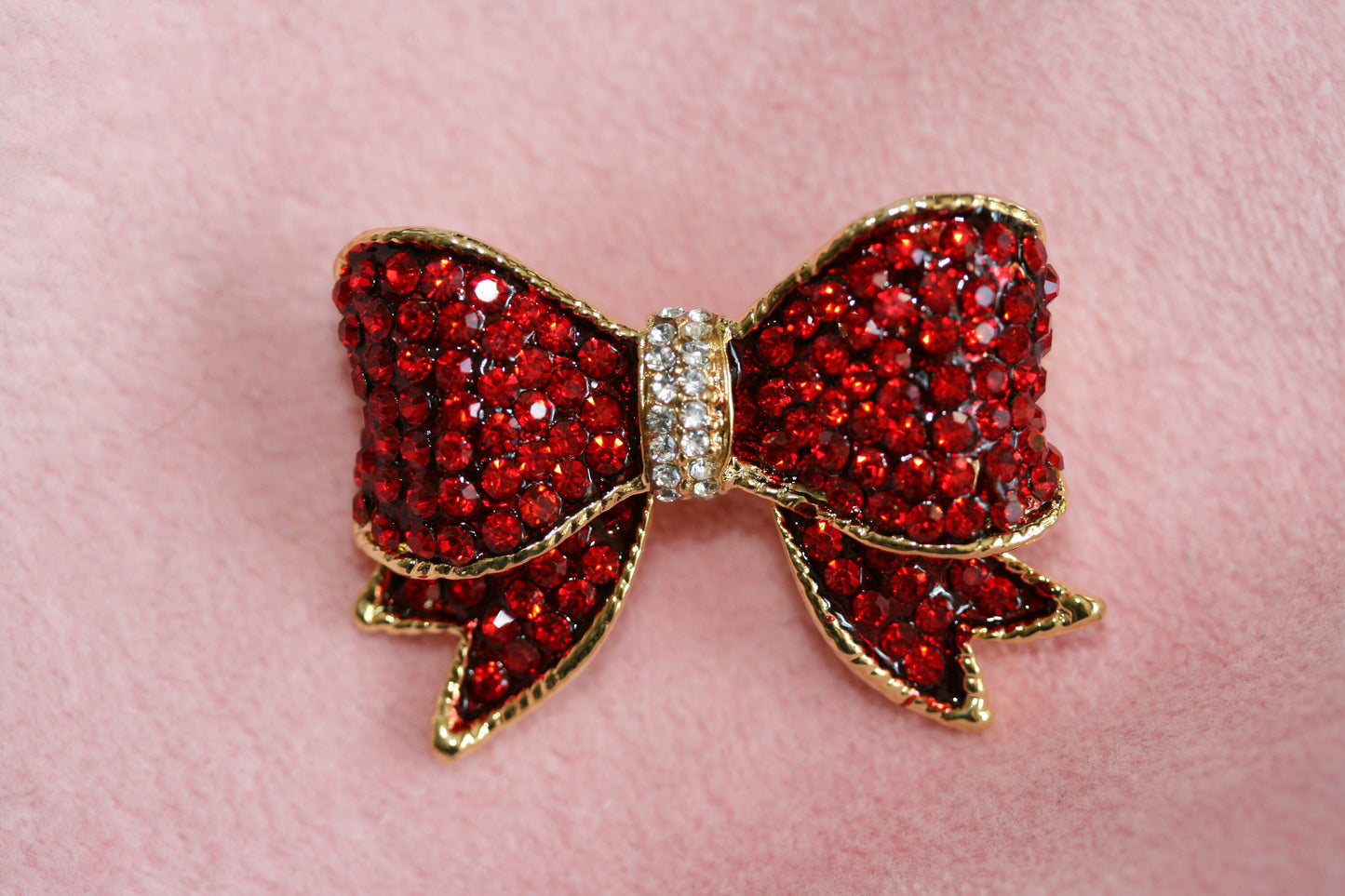 Vintage Red Bow Brooch Bow Gold Red Crystal Ribbon Bow Broach Pin Rhinestone Ribbons Brooches Jewelry Gifts