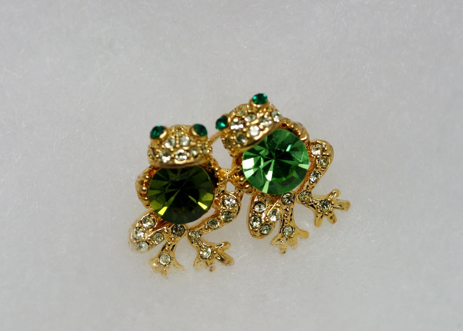 Rhinestone Frog Brooch, Swarovski Crystal Frog Pin