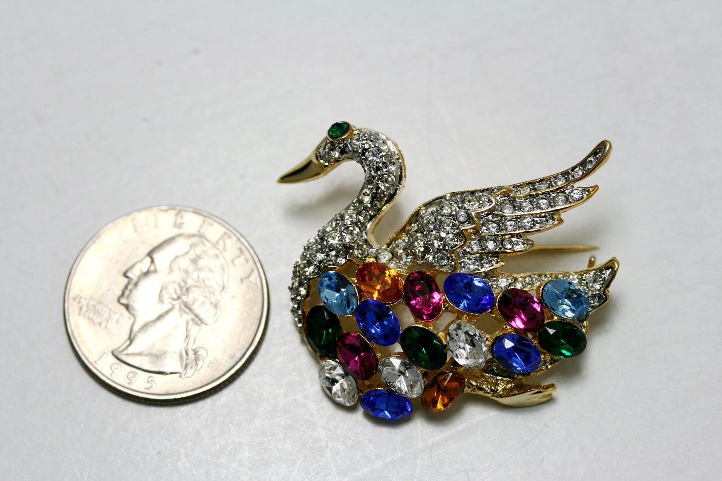Rainbow Box Swan Brooch Pins for Women, Fashion Crystal with Swarovski Rhinestone Swan Jewelry Women's Brooches & Pins