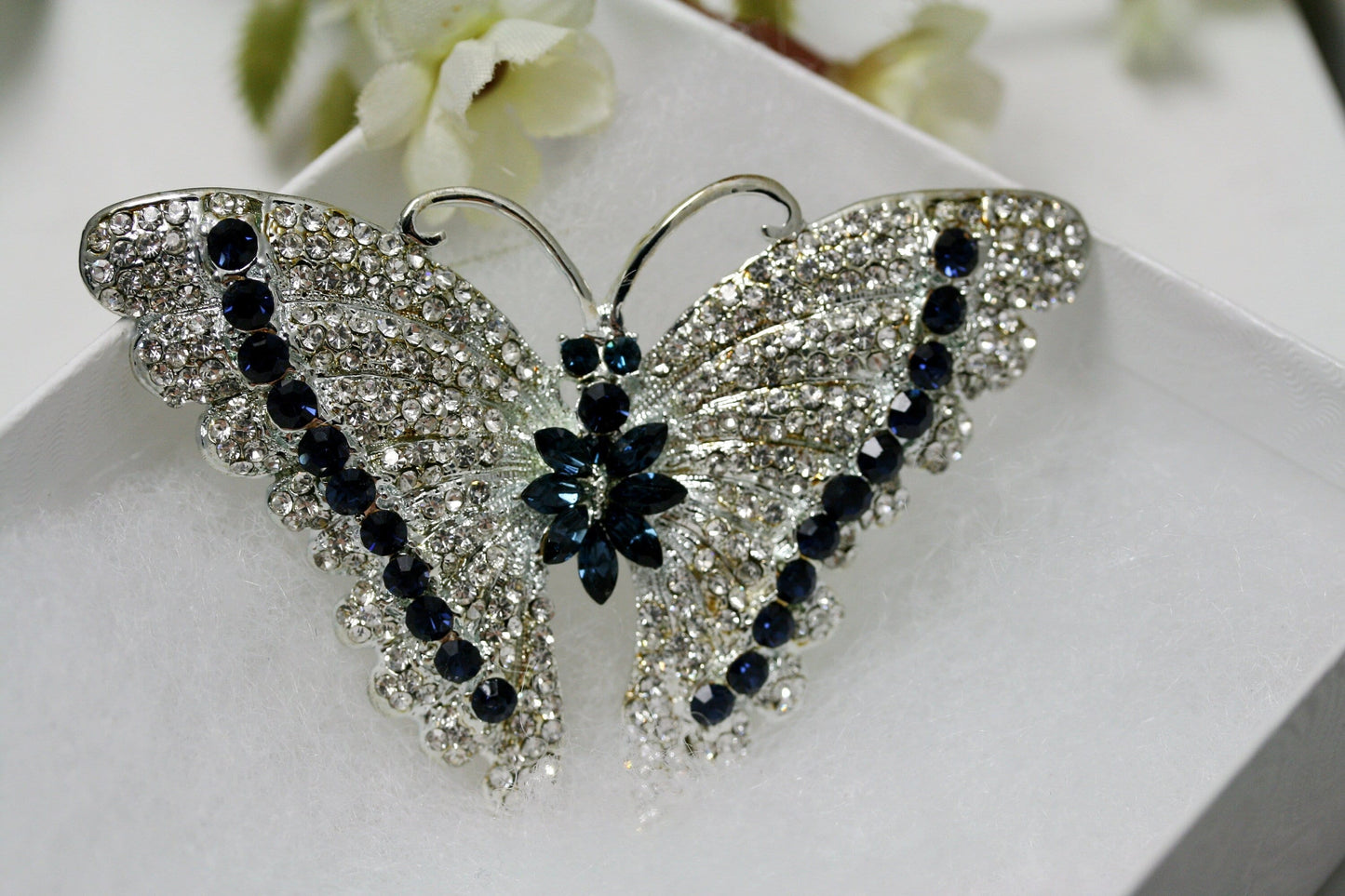 Vintage Antique Silver Rhodium Rhinestone Accent Butterfly Brooch, Fashion Statement Butterfly Brooch Pin