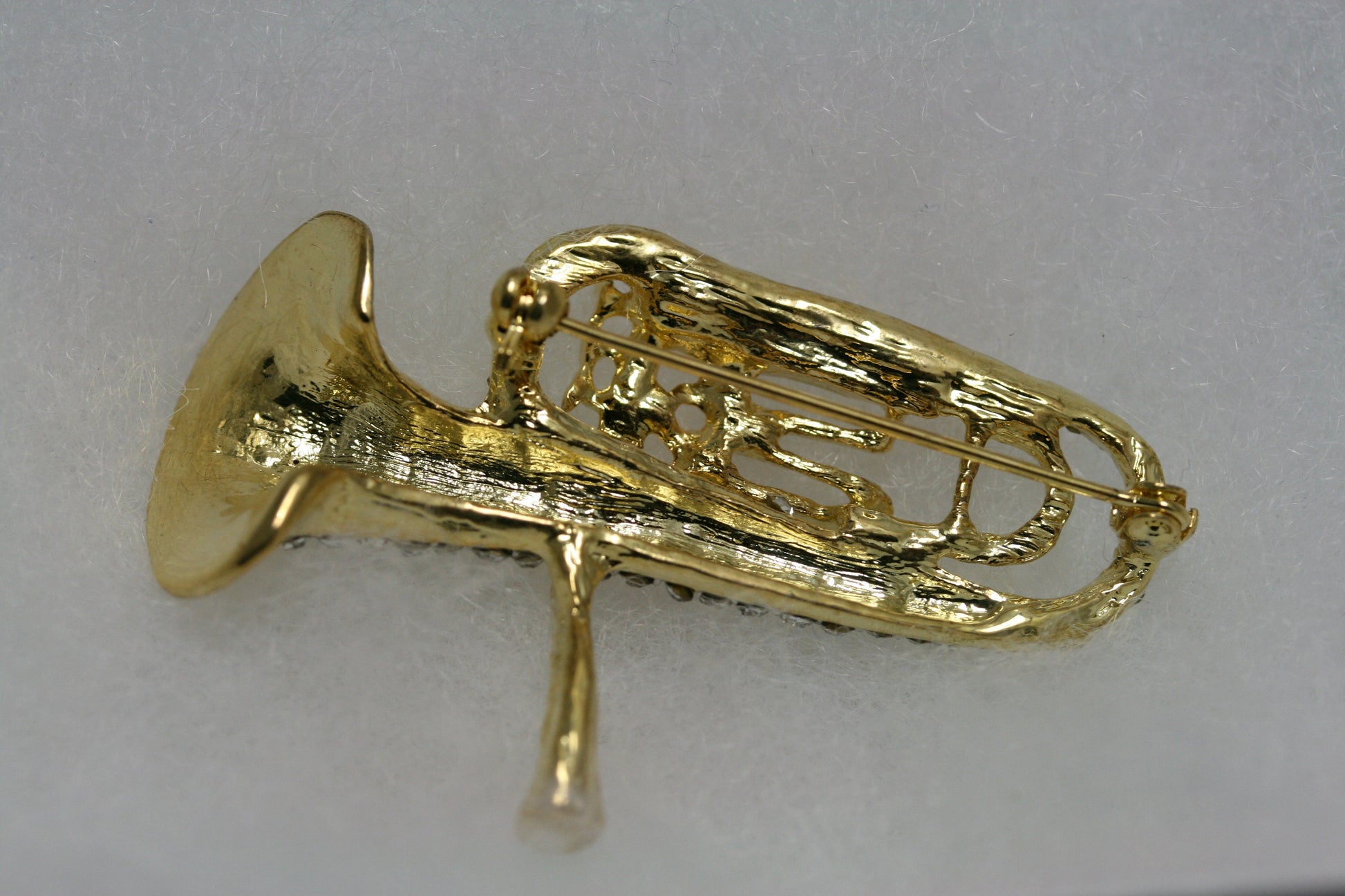 Rhinestone Trumpet Brooches Women Men 2-color Brass Instrument Party Casual Brooch Pins Gifts