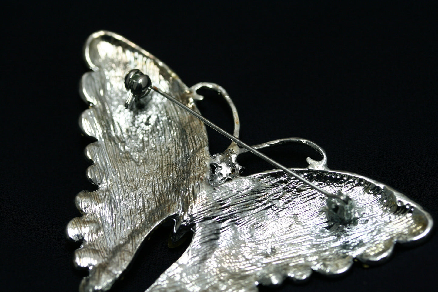 Vintage Antique Silver Rhodium Rhinestone Accent Butterfly Brooch, Fashion Statement Butterfly Brooch Pin