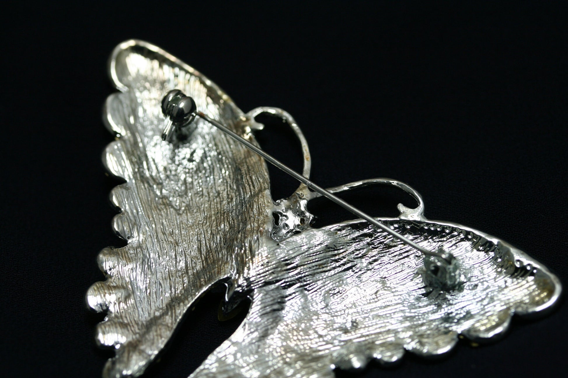 Vintage Antique Silver Rhodium Rhinestone Accent Butterfly Brooch, Fashion Statement Butterfly Brooch Pin