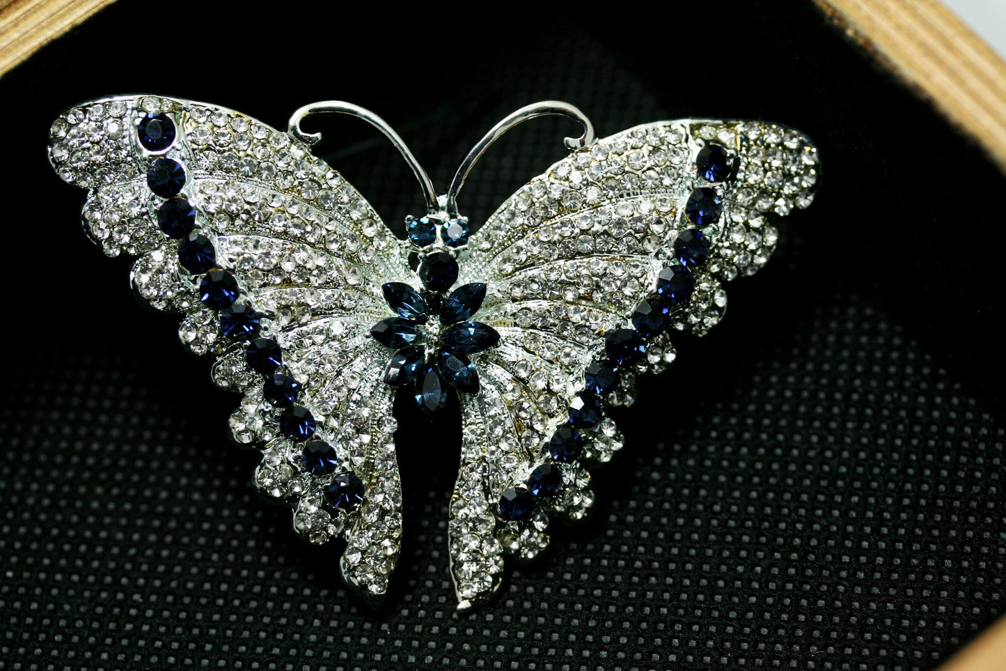 Vintage Antique Silver Rhodium Rhinestone Accent Butterfly Brooch, Fashion Statement Butterfly Brooch Pin