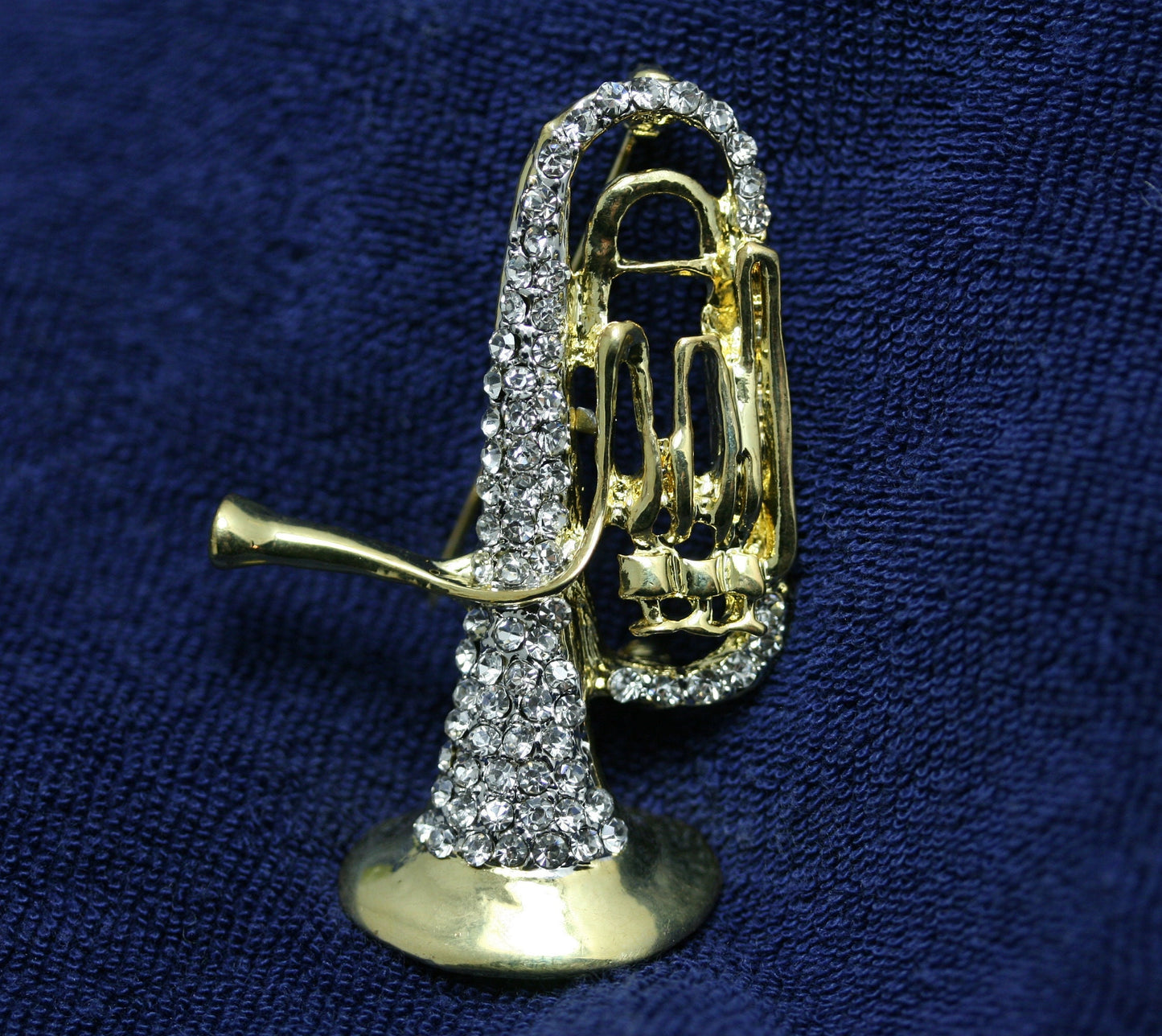 Rhinestone Trumpet Brooches Women Men 2-color Brass Instrument Party Casual Brooch Pins Gifts