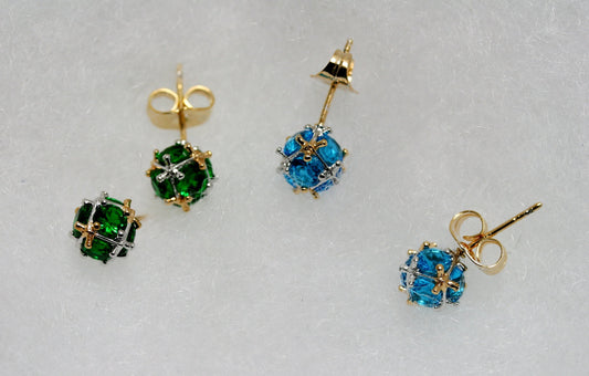 Crystal Rhinestone Disco Ball 7 mm Post Stud Earrings Glitter Ball Studs Earrings