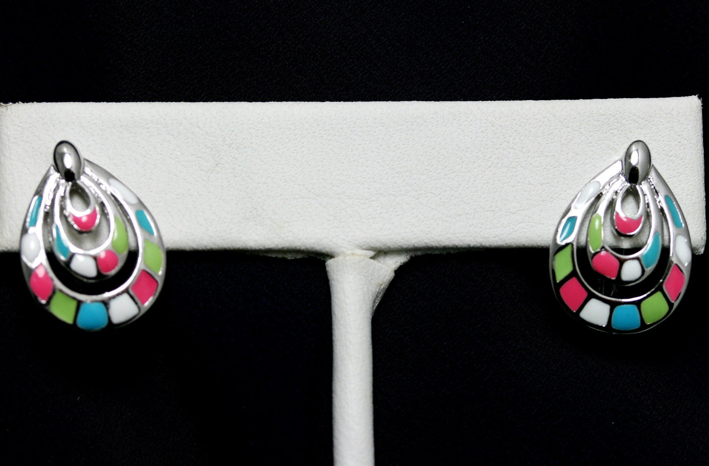 Silver-tone Enamel Teardrop Clip On Earrings | THE COLORS COLLECTION