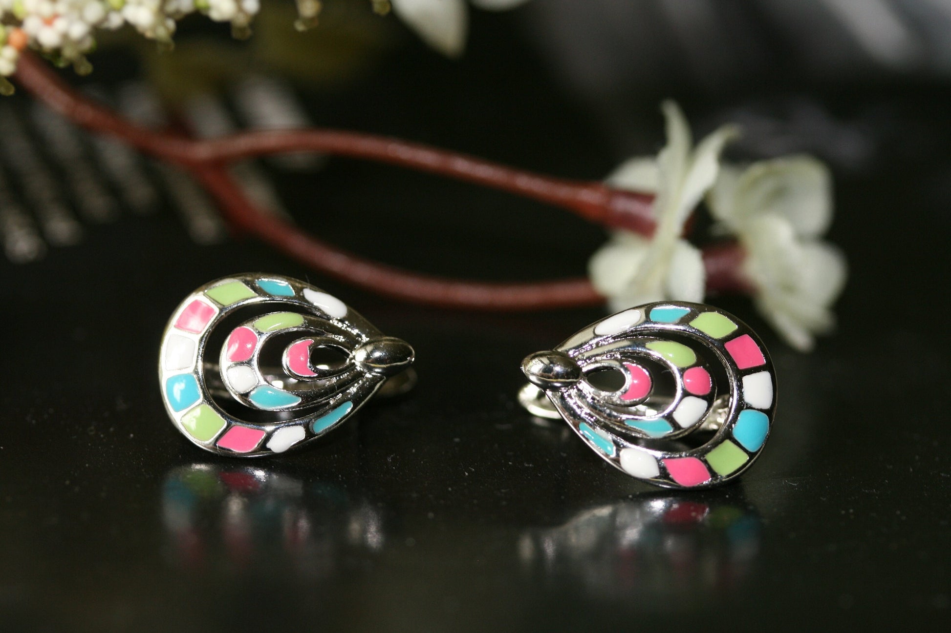 Silver-tone Enamel Teardrop Clip On Earrings | THE COLORS COLLECTION
