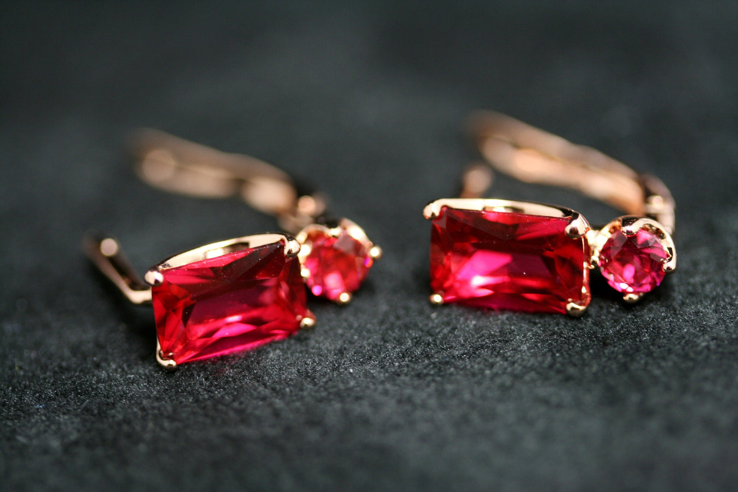 Rectangular CZ Stud Earrings, Burgundy CZ Earrings, Royal Blue CZ Earrings,