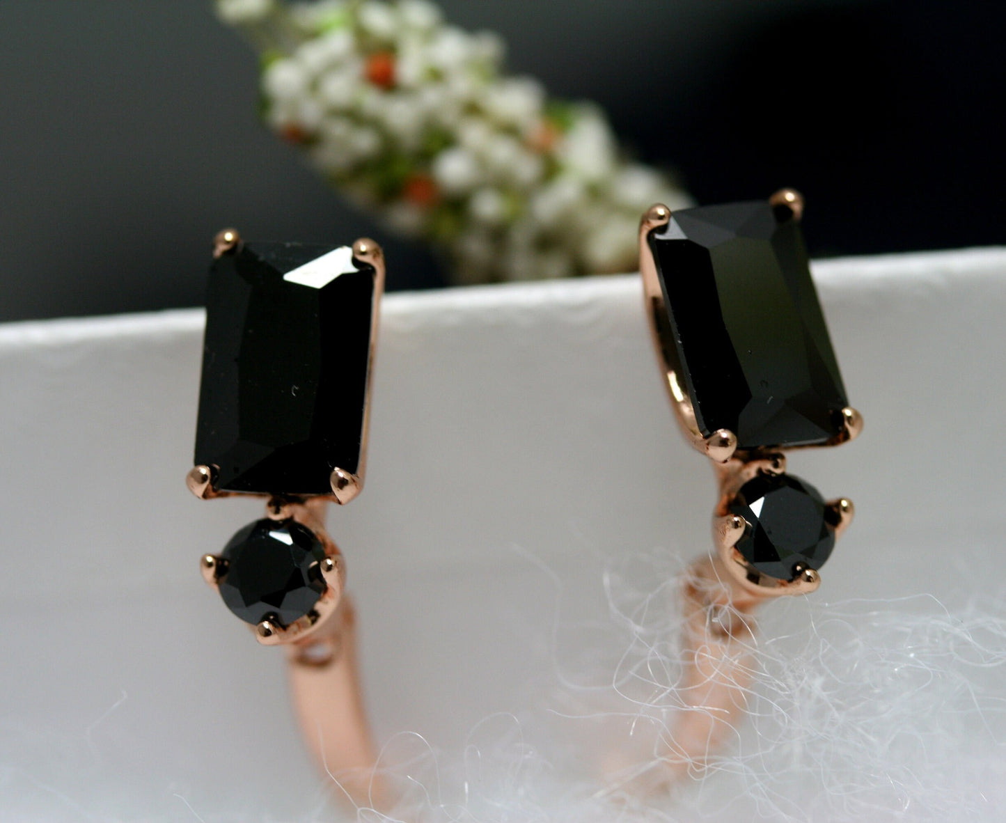 Rectangular CZ Stud Earrings, Burgundy CZ Earrings, Royal Blue CZ Earrings,