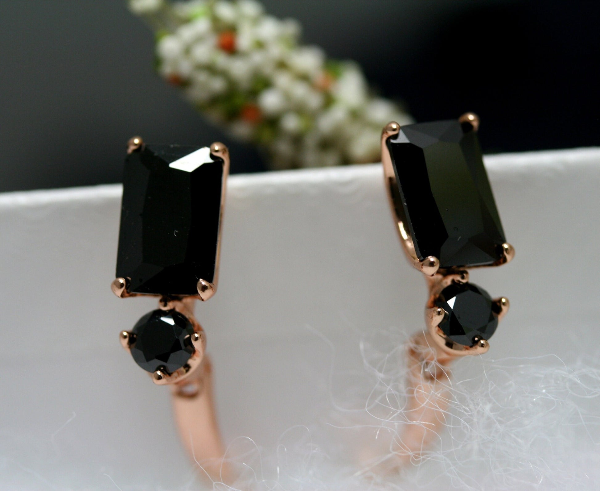Rectangular CZ Stud Earrings, Burgundy CZ Earrings, Royal Blue CZ Earrings,
