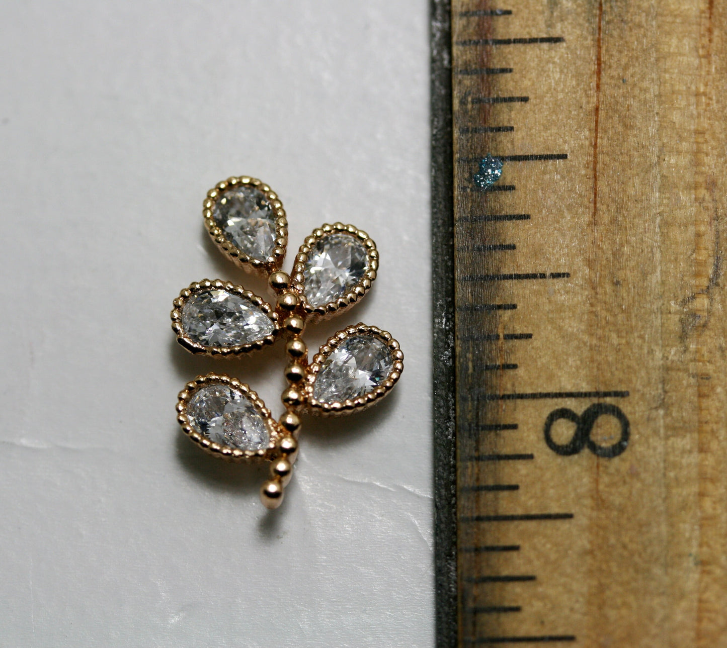 Leaf Stud Earrings with Zircon Gemstones, Rose Gold Leaf Flower Stud Earrings, CZ Rhinestone Minimalist Earrings
