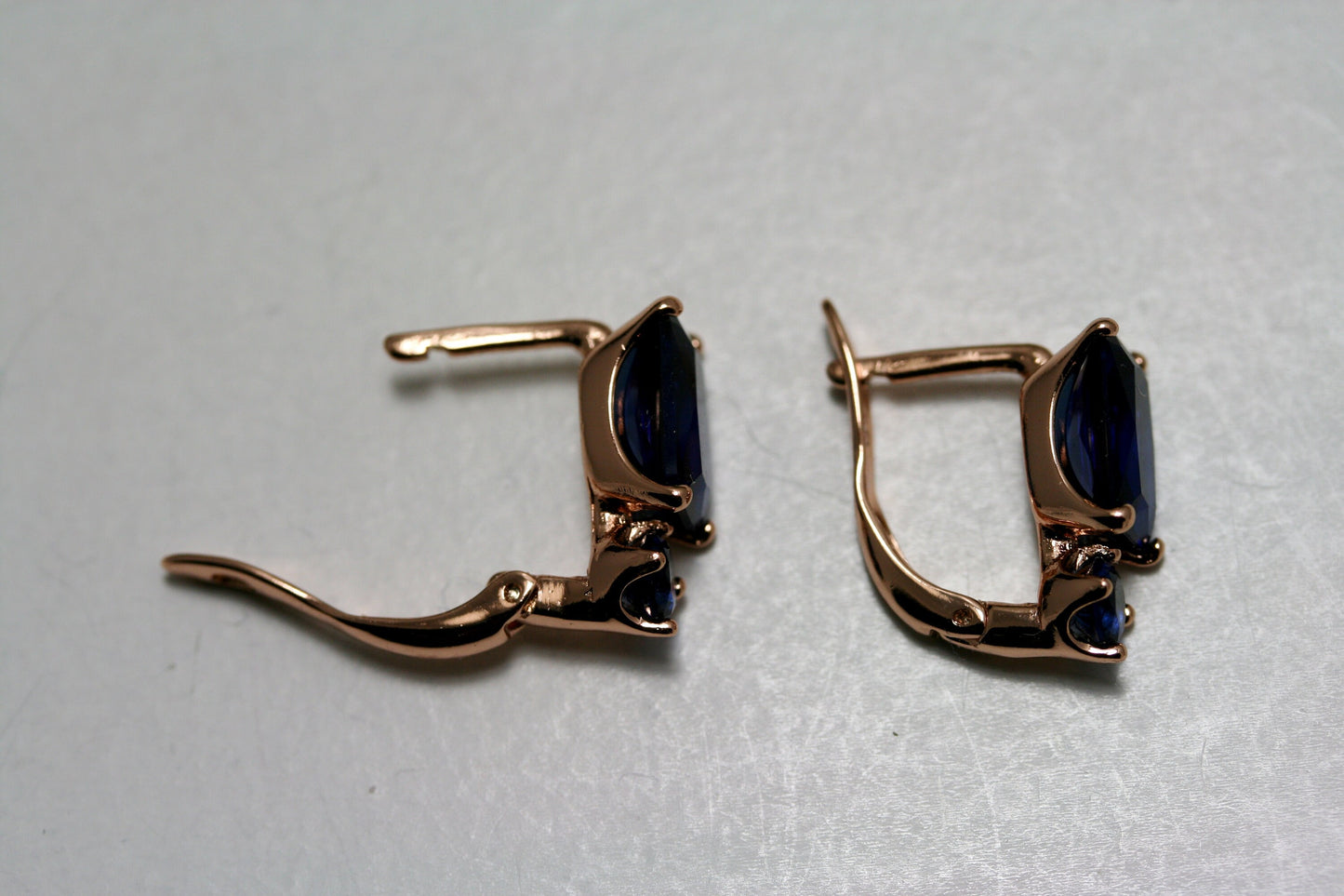 Rectangular CZ Stud Earrings, Burgundy CZ Earrings, Royal Blue CZ Earrings,