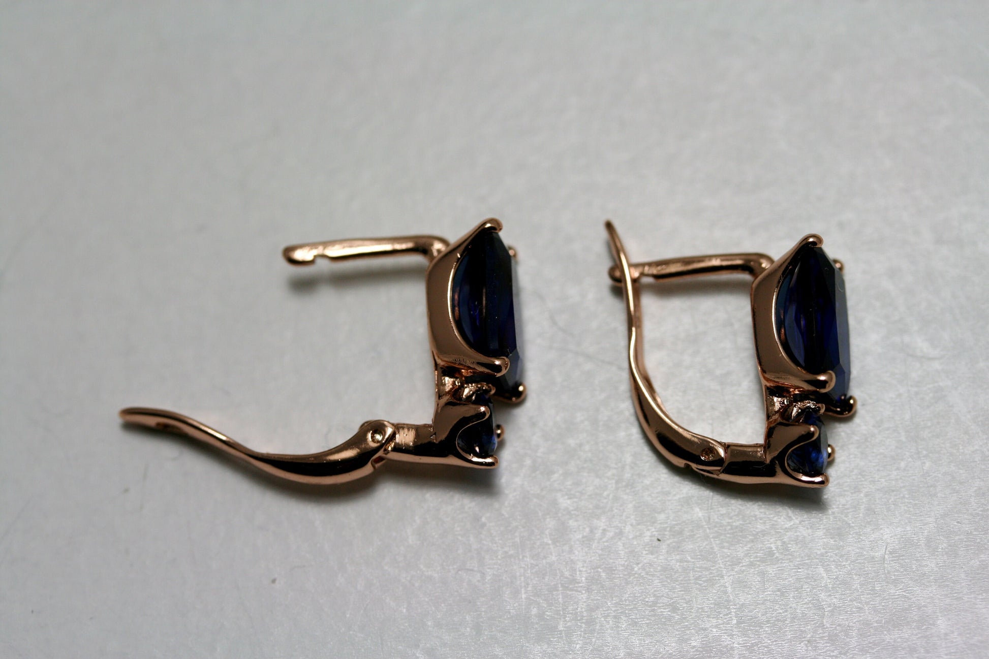 Rectangular CZ Stud Earrings, Burgundy CZ Earrings, Royal Blue CZ Earrings,