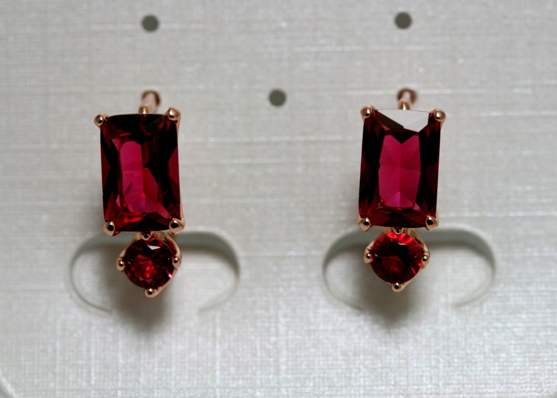 Rectangular CZ Stud Earrings, Burgundy CZ Earrings, Royal Blue CZ Earrings,
