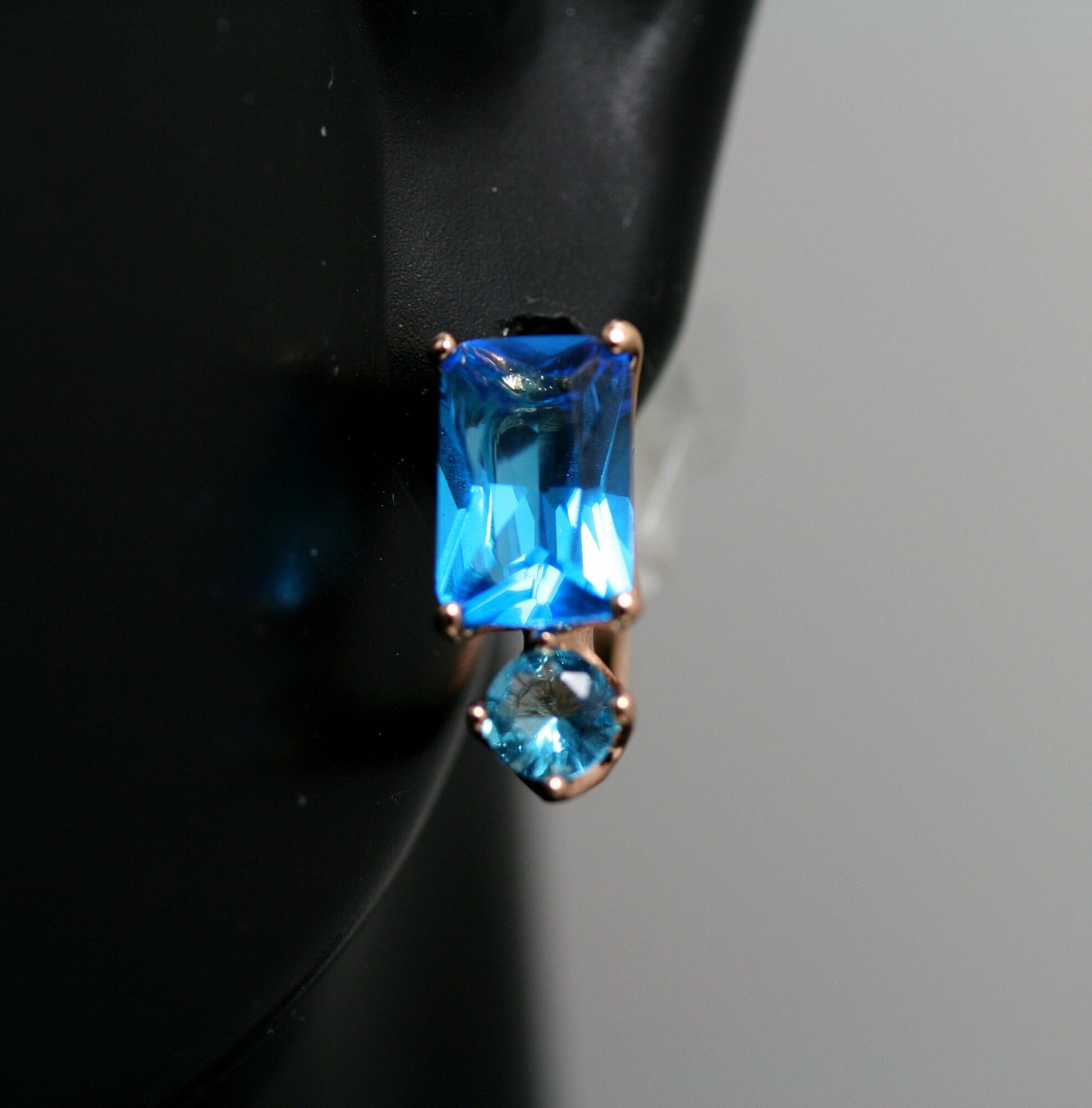 Rectangular CZ Stud Earrings, Burgundy CZ Earrings, Royal Blue CZ Earrings,