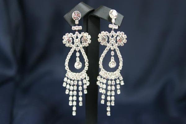 Clear Rhinestones Unique Open Teardrop Post Drop Earrings Décor Drop Earrings Bridal Wedding Beautiful Dazzle Crystal Dangle Fashion Jewelry