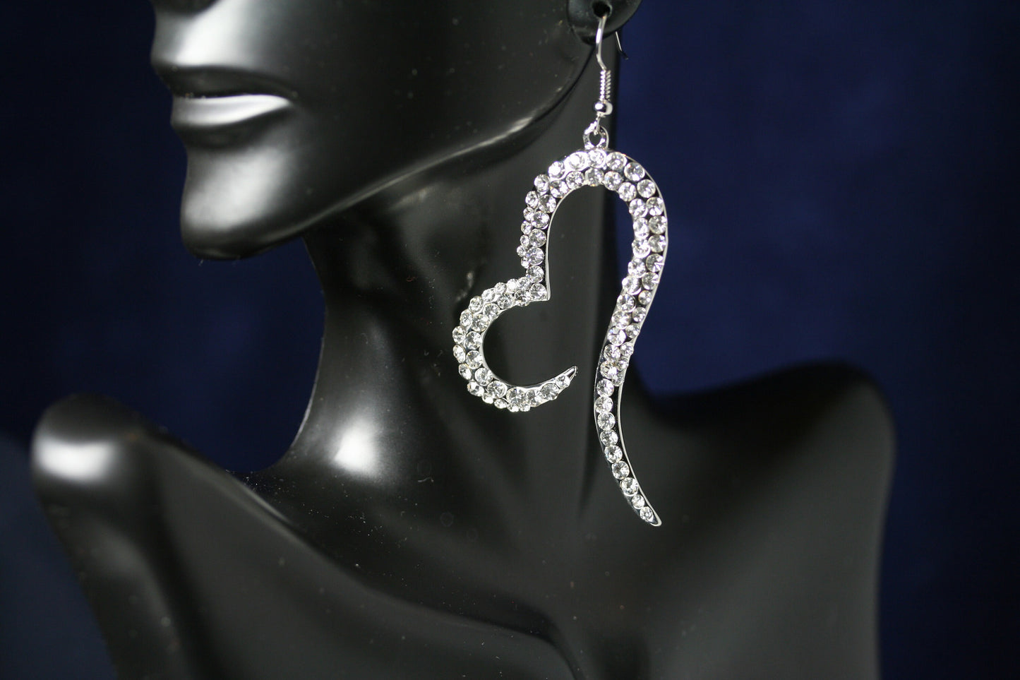 Clear Rhinestones Open Heart French Hook Earrings Décor Drop Earrings Bridal Wedding Beautiful Dazzle Crystal Dangle Fashion Jewelry