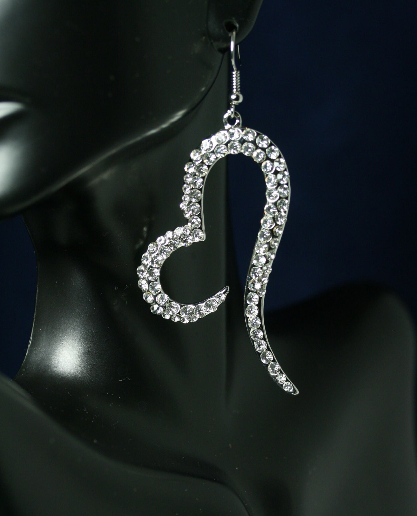 Clear Rhinestones Open Heart French Hook Earrings Décor Drop Earrings Bridal Wedding Beautiful Dazzle Crystal Dangle Fashion Jewelry