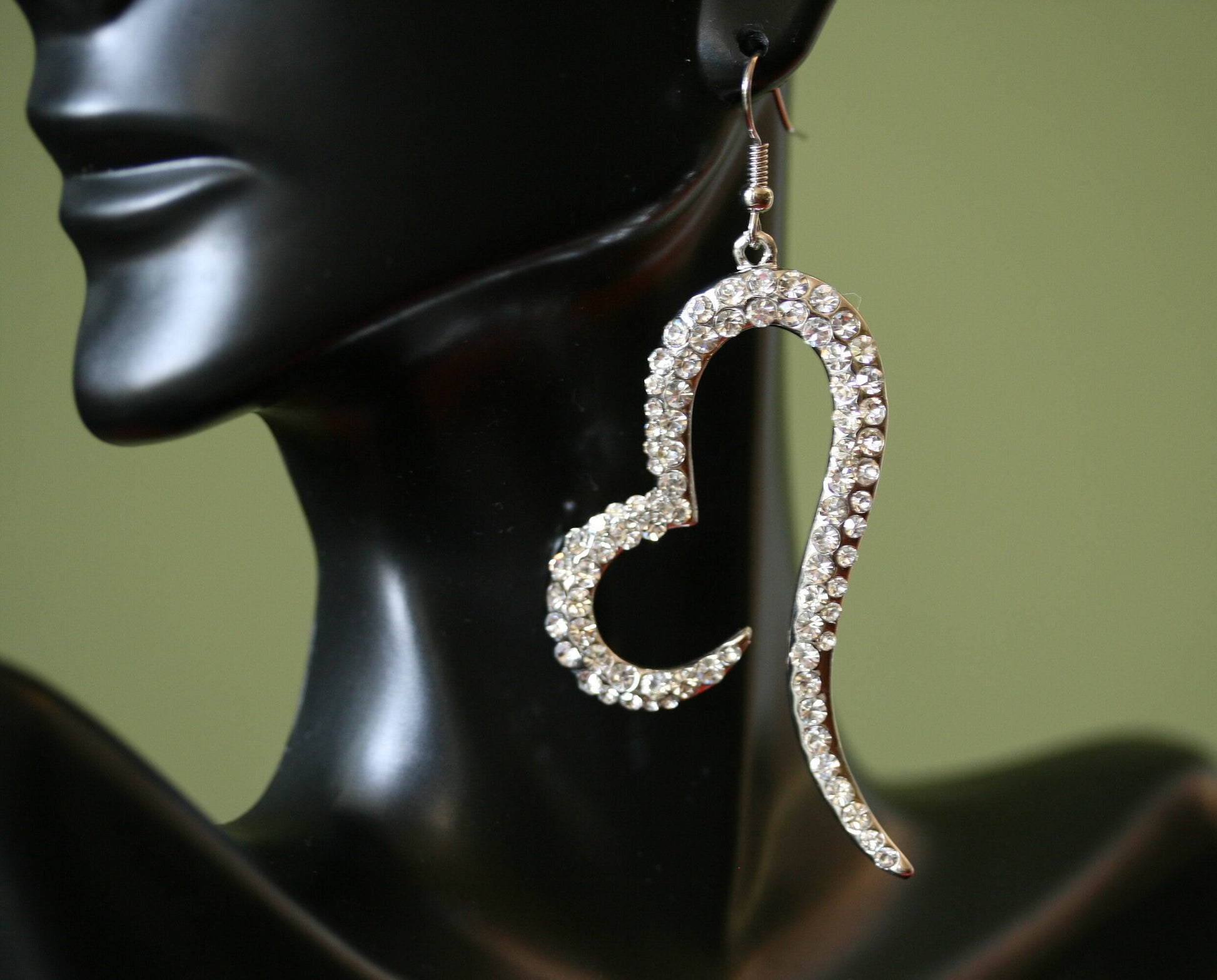 Clear Rhinestones Open Heart French Hook Earrings Décor Drop Earrings Bridal Wedding Beautiful Dazzle Crystal Dangle Fashion Jewelry