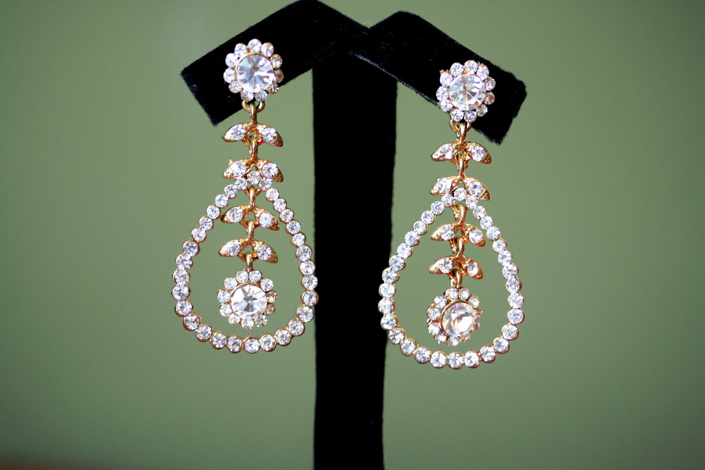 Clear Rhinestones Unique Open Teardrop Post Drop Earrings Décor Drop Earrings Bridal Wedding Beautiful Dazzle Crystal Dangle Fashion Jewelry