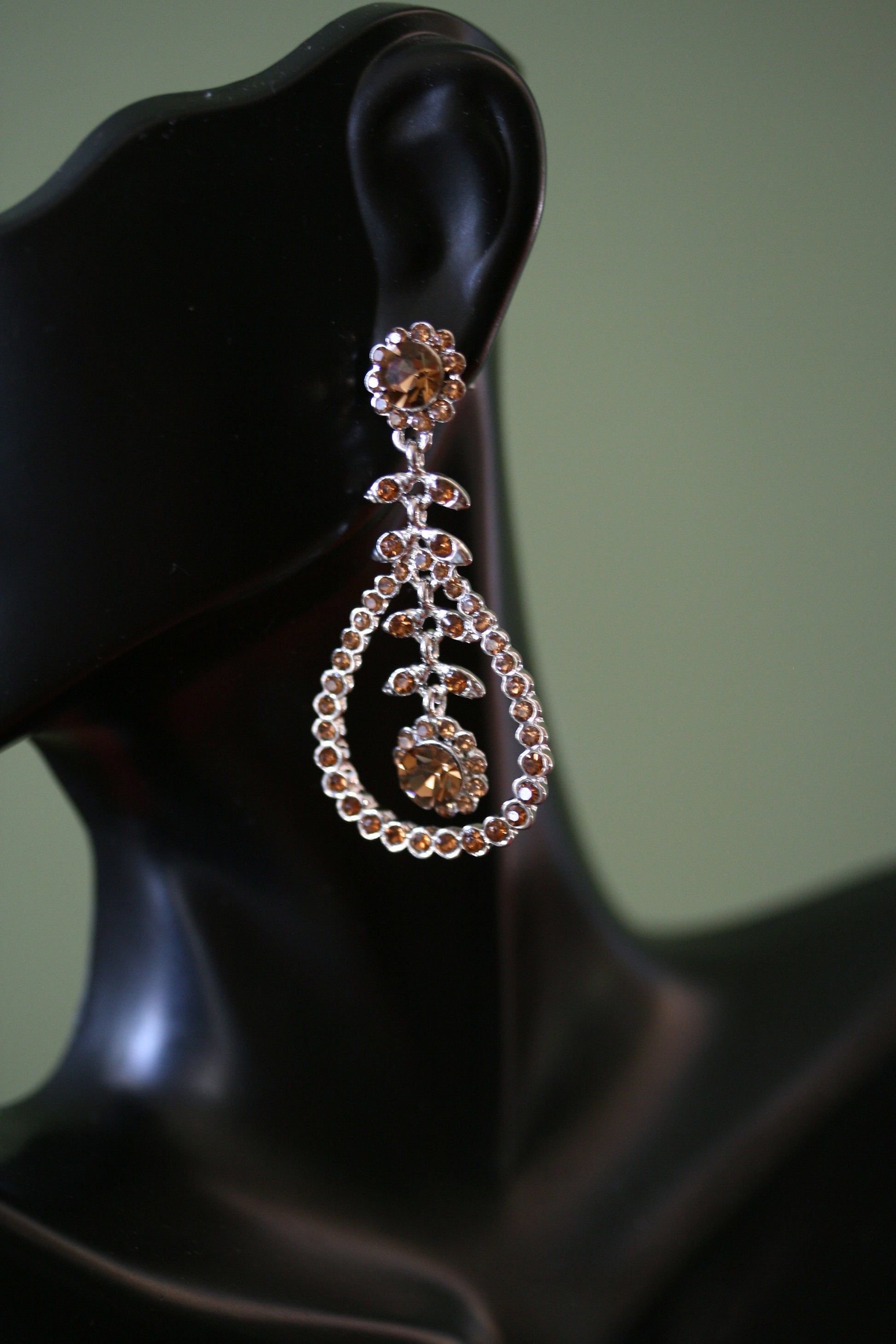 Clear Rhinestones Unique Open Teardrop Post Drop Earrings Décor Drop Earrings Bridal Wedding Beautiful Dazzle Crystal Dangle Fashion Jewelry