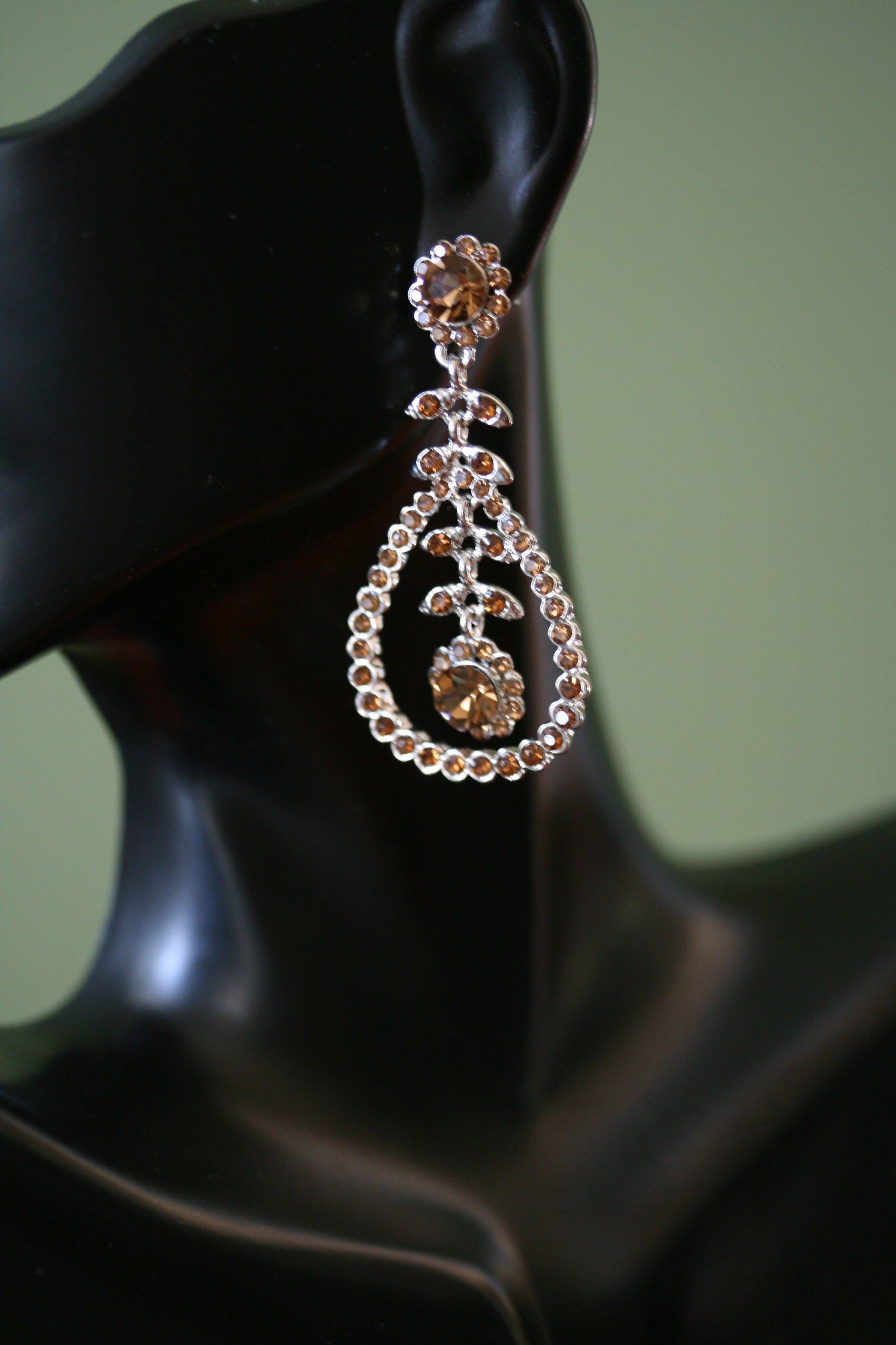Clear Rhinestones Unique Open Teardrop Post Drop Earrings Décor Drop Earrings Bridal Wedding Beautiful Dazzle Crystal Dangle Fashion Jewelry