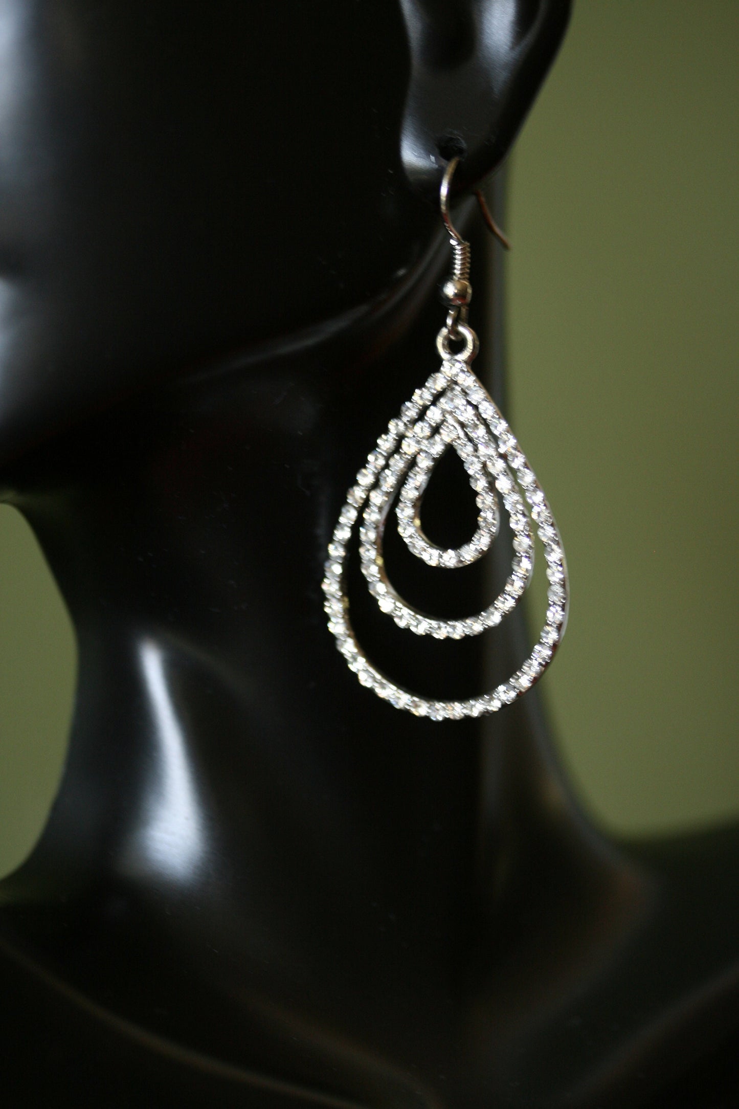 Clear Rhinestones Unique Teardrop French Hook Earrings Décor Drop Earrings Bridal Wedding Beautiful Dazzle Crystal Dangle Fashion Jewelry