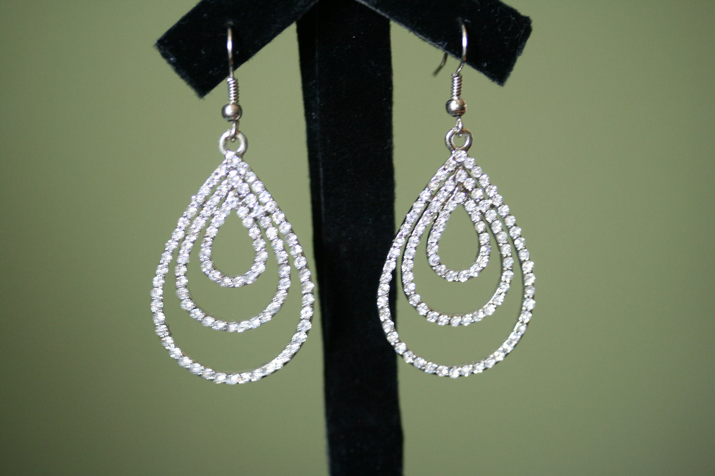 Clear Rhinestones Unique Teardrop French Hook Earrings Décor Drop Earrings Bridal Wedding Beautiful Dazzle Crystal Dangle Fashion Jewelry