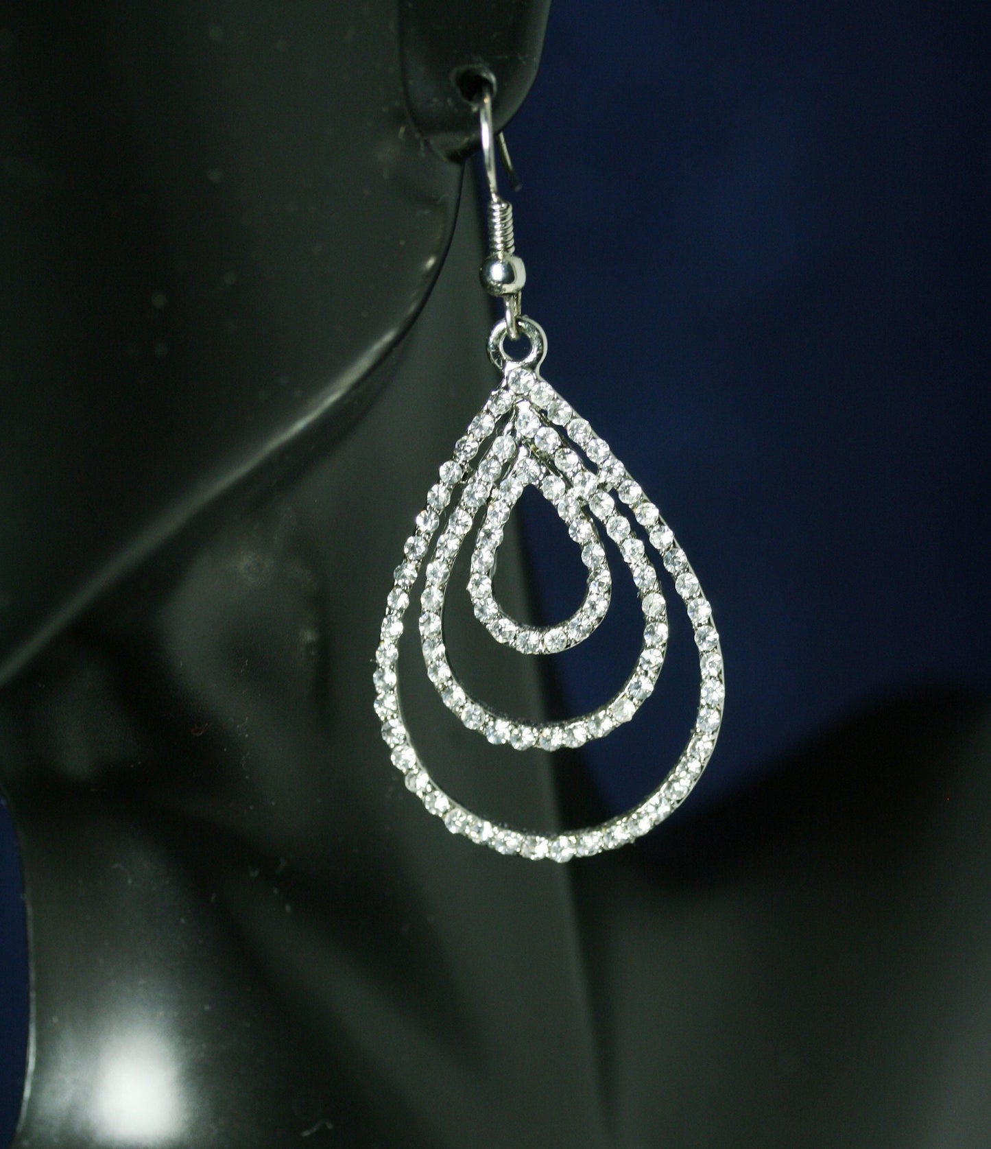 Clear Rhinestones Unique Teardrop French Hook Earrings Décor Drop Earrings Bridal Wedding Beautiful Dazzle Crystal Dangle Fashion Jewelry