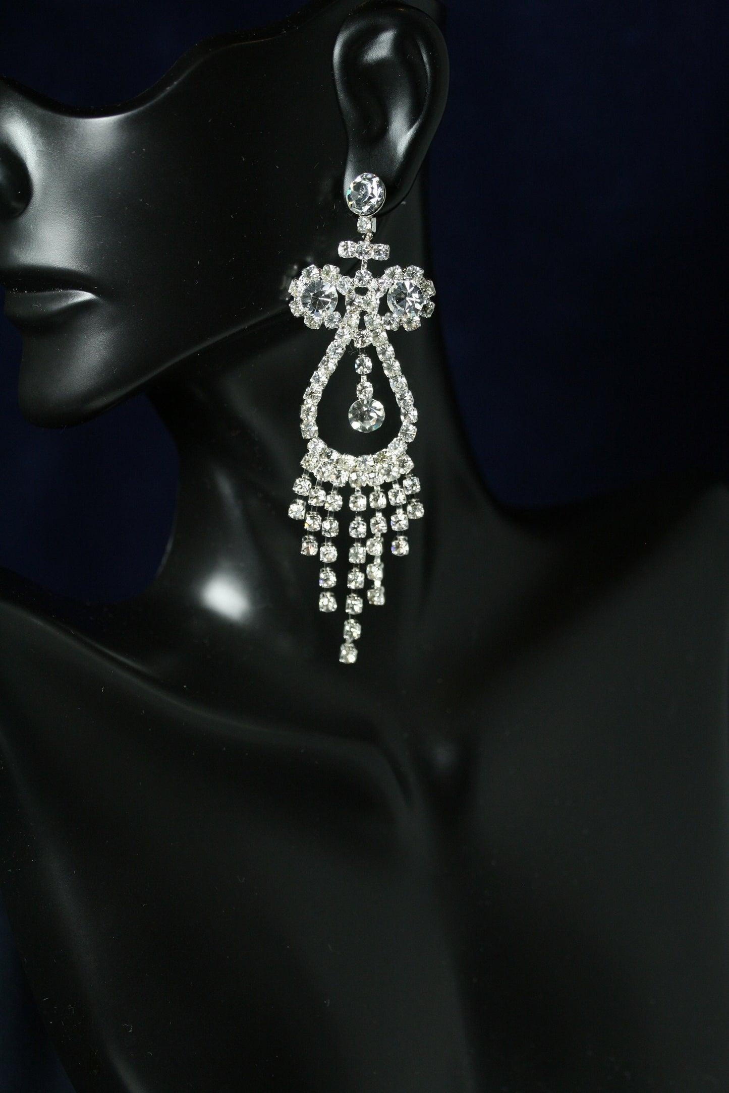Clear Rhinestones Unique Open Teardrop Post Drop Earrings Décor Drop Earrings Bridal Wedding Beautiful Dazzle Crystal Dangle Fashion Jewelry
