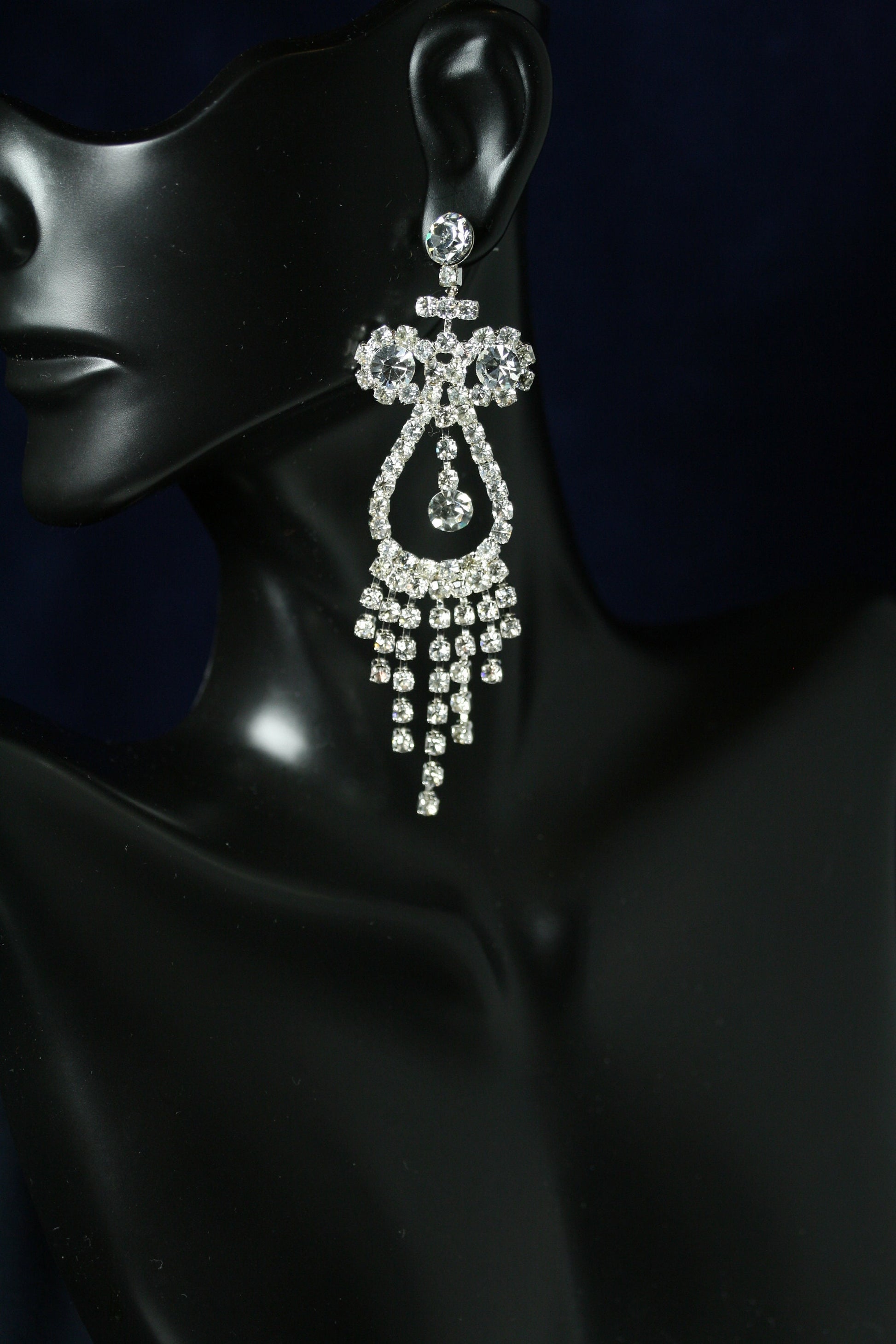 Clear Rhinestones Unique Open Teardrop Post Drop Earrings Décor Drop Earrings Bridal Wedding Beautiful Dazzle Crystal Dangle Fashion Jewelry