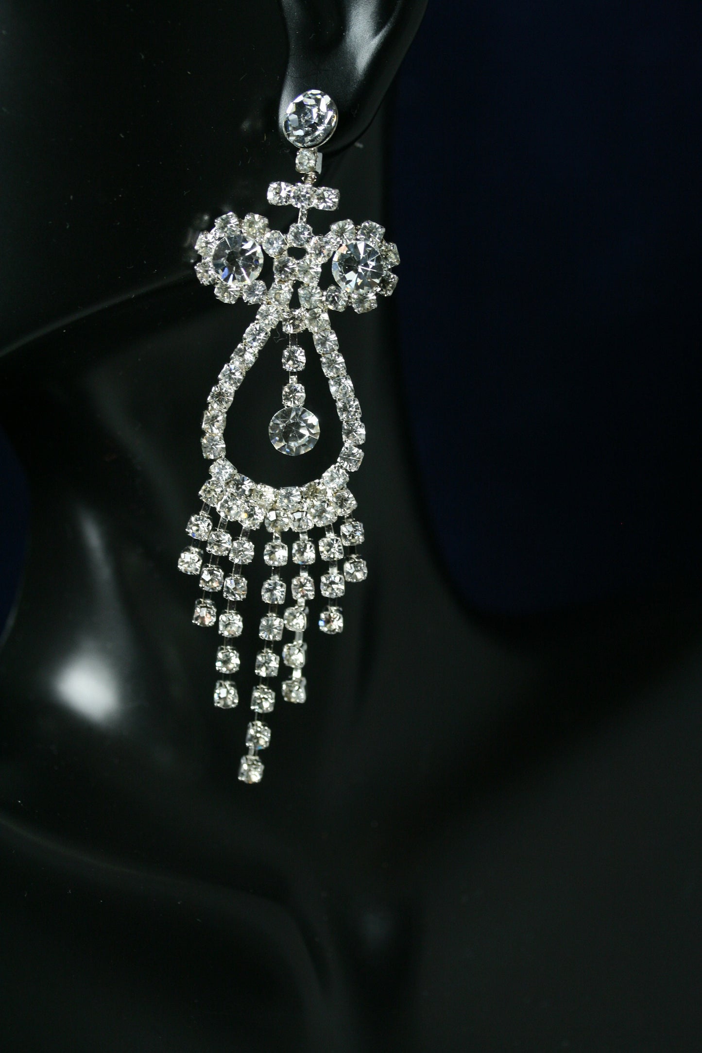 Clear Rhinestones Unique Open Teardrop Post Drop Earrings Décor Drop Earrings Bridal Wedding Beautiful Dazzle Crystal Dangle Fashion Jewelry