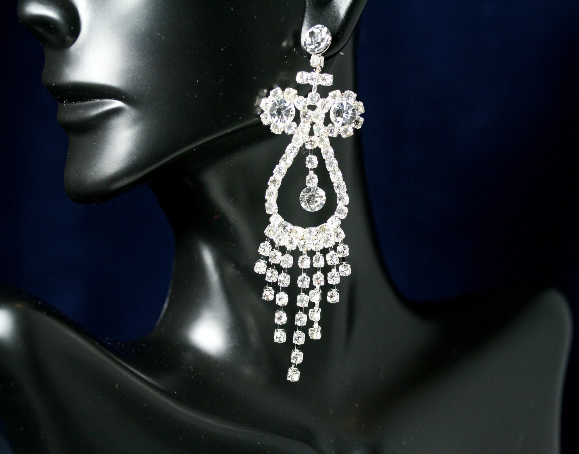 Clear Rhinestones Unique Open Teardrop Post Drop Earrings Décor Drop Earrings Bridal Wedding Beautiful Dazzle Crystal Dangle Fashion Jewelry